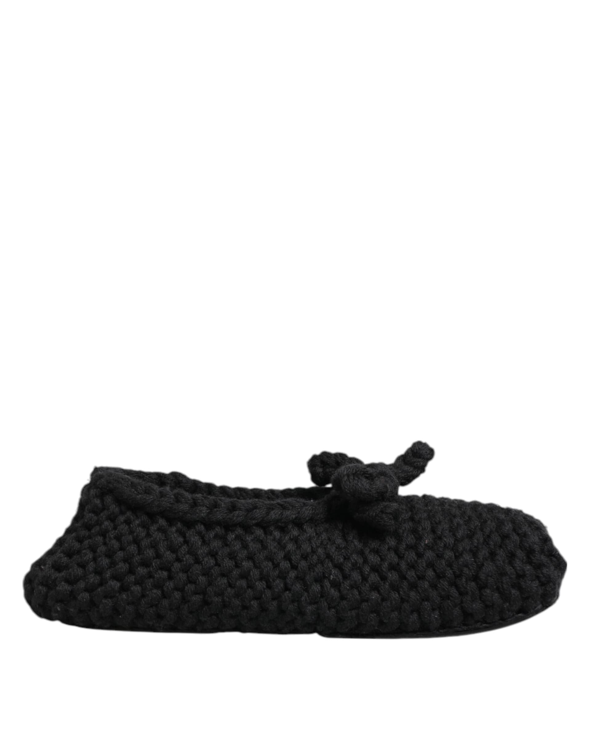 Dolce & Gabbana Black Wool Knit Slip On Ballerina Flats Shoes - 6
