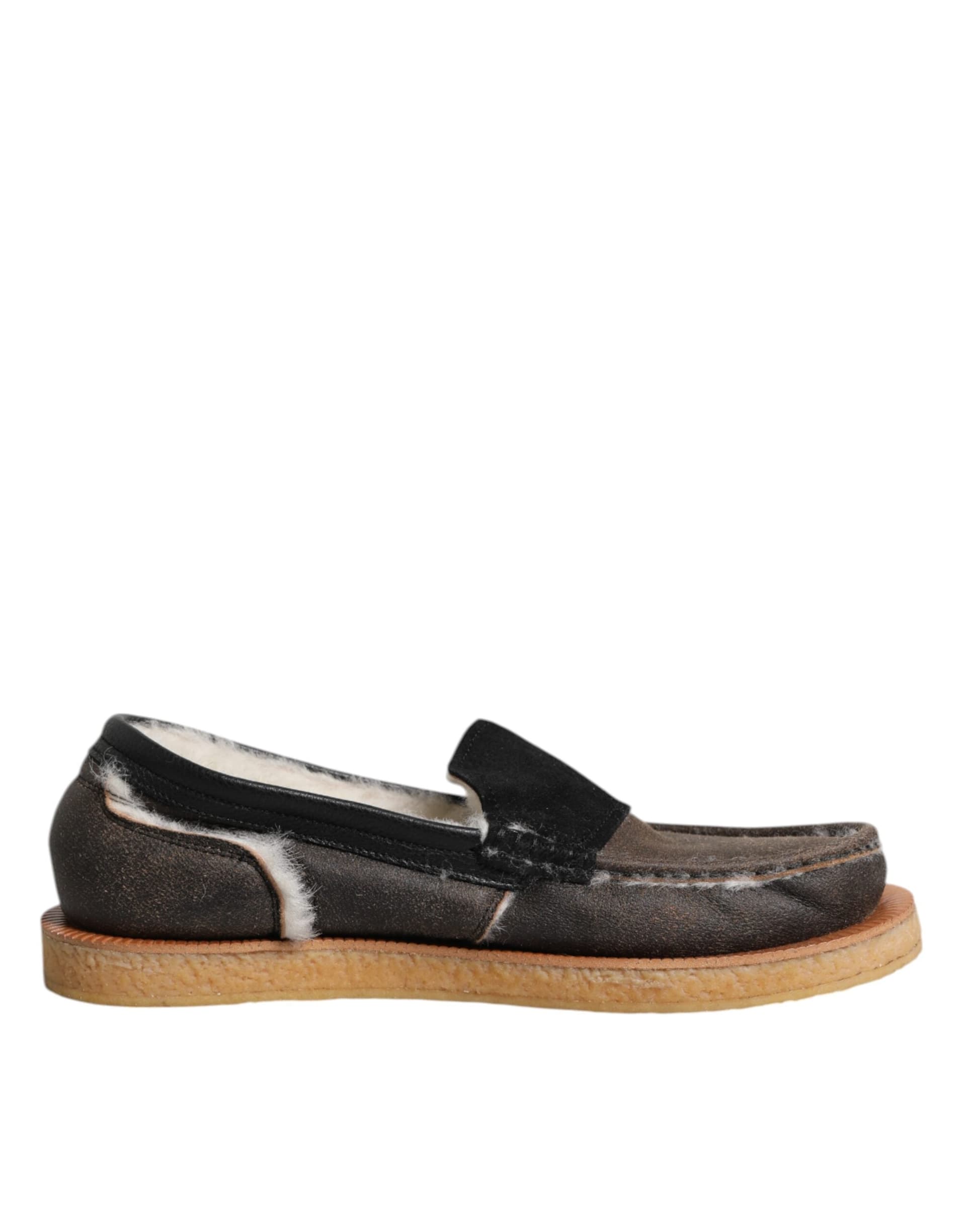 Dolce & Gabbana Brown White Calfskin Leather Loafers Shoes - 6