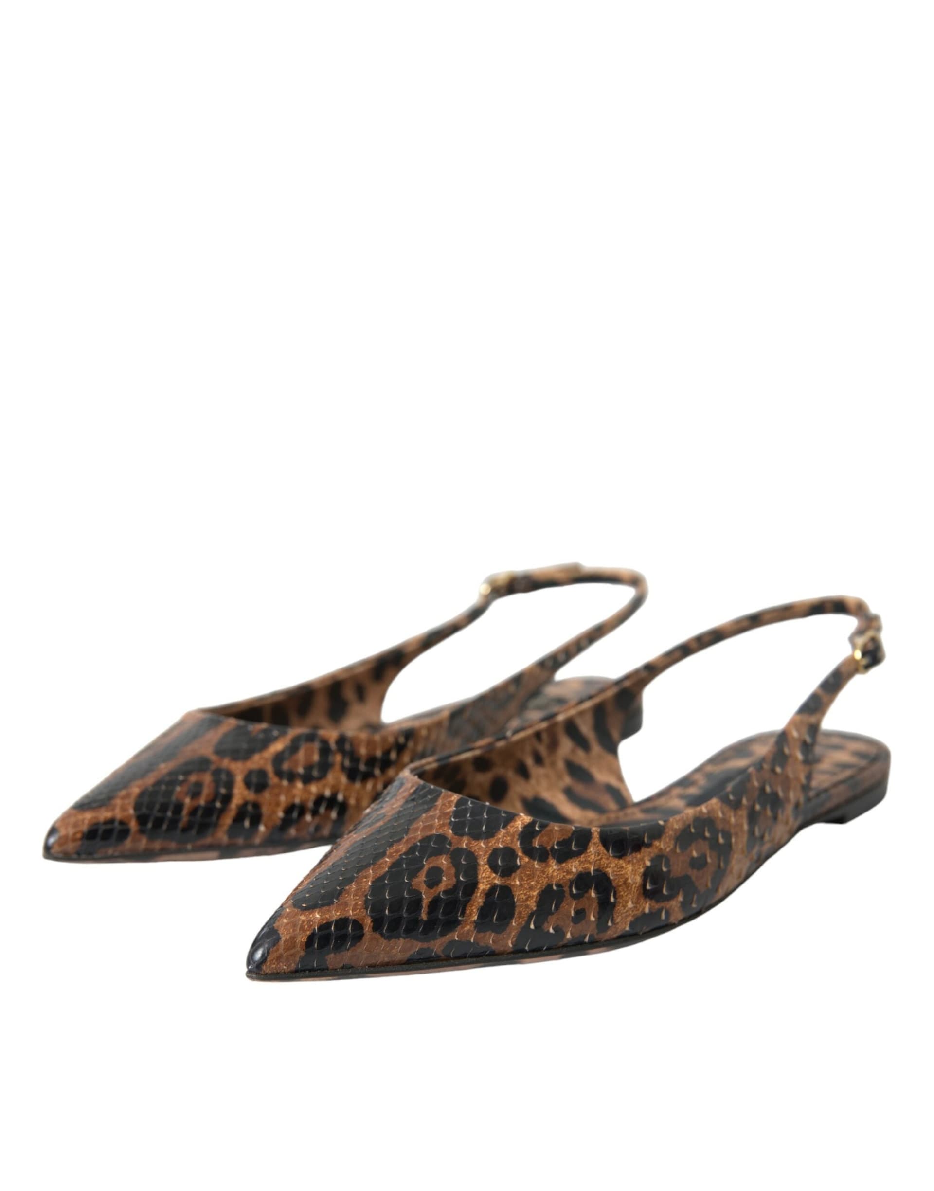 Dolce & Gabbana Brown Leopard Exotic Skin Slingback Shoes - 2