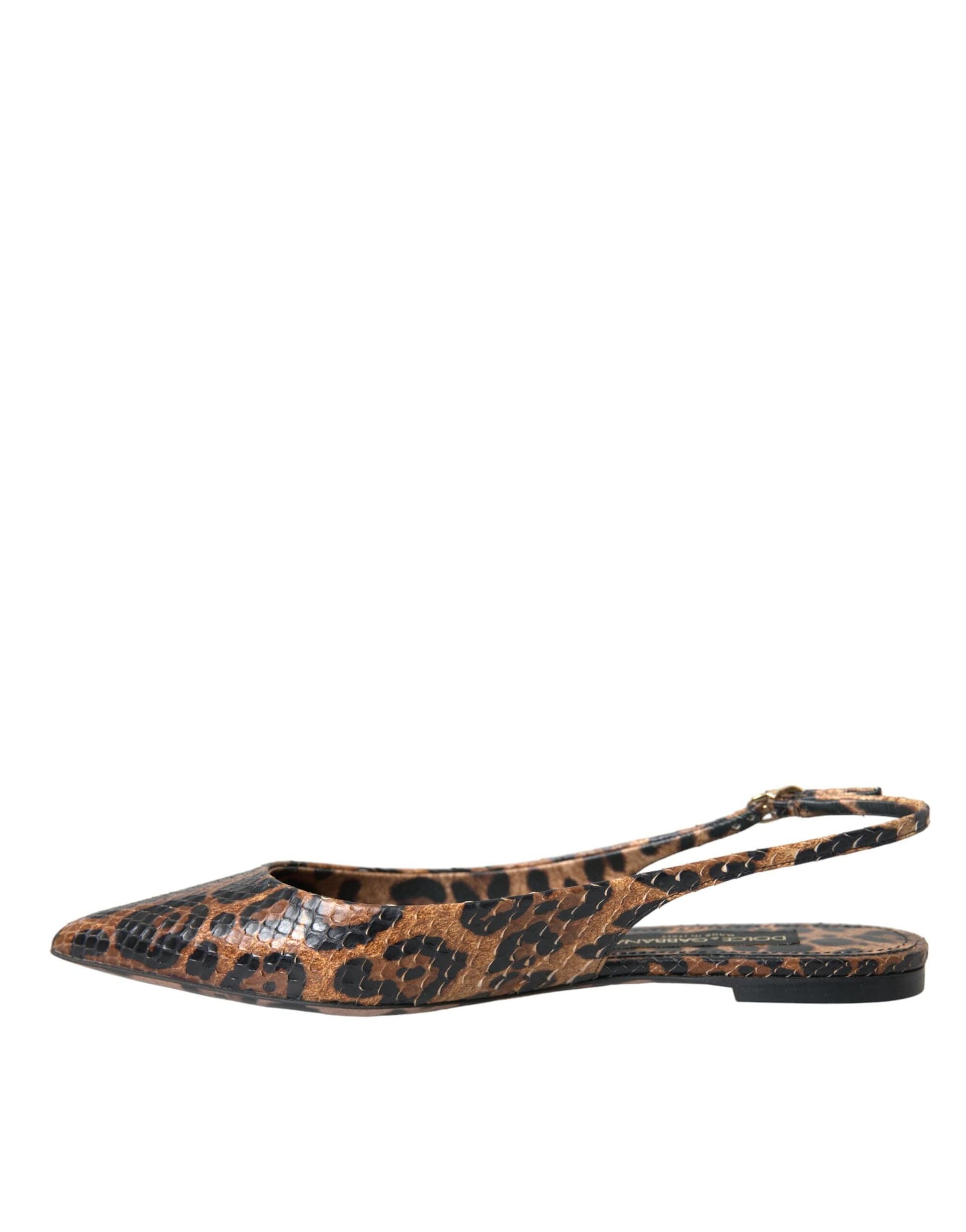 Dolce & Gabbana Brown Leopard Exotic Skin Slingback Shoes - 4