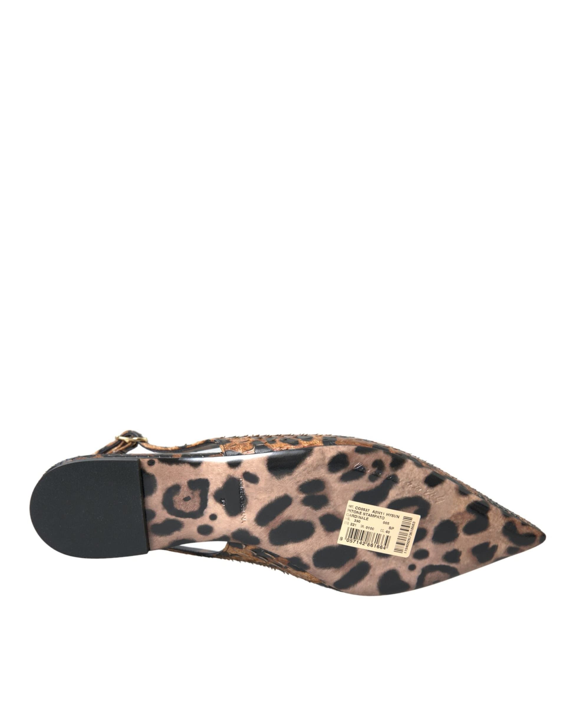 Dolce & Gabbana Brown Leopard Exotic Skin Slingback Shoes - 6