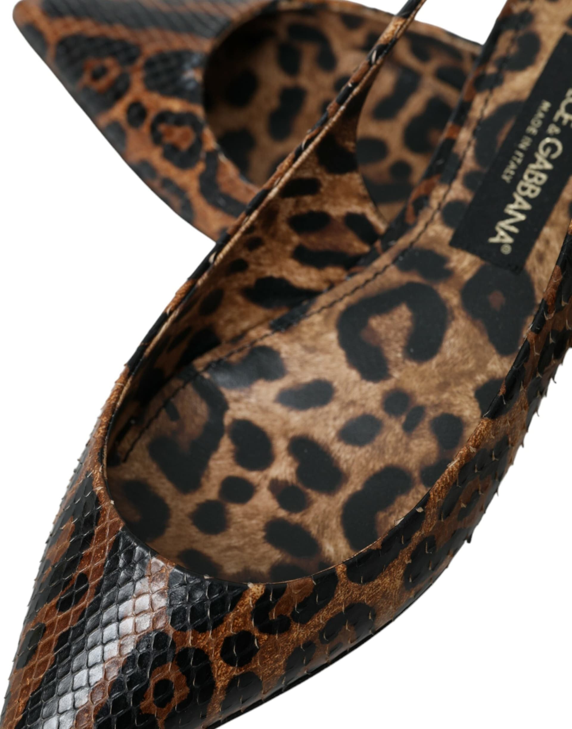 Dolce & Gabbana Brown Leopard Exotic Skin Slingback Shoes - 8