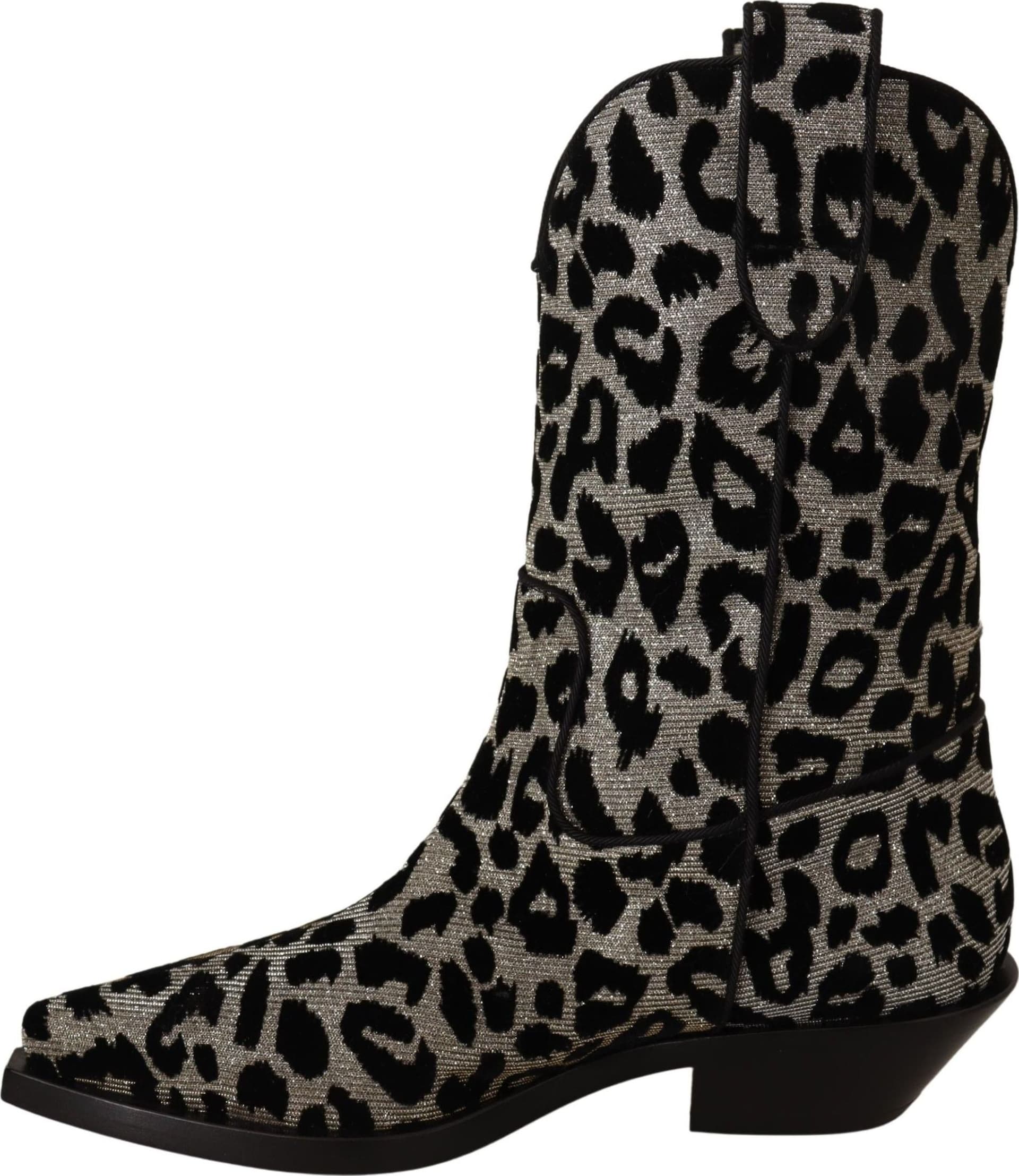 Dolce & Gabbana Gray Black Leopard Cowboy Boots Shoes - 4