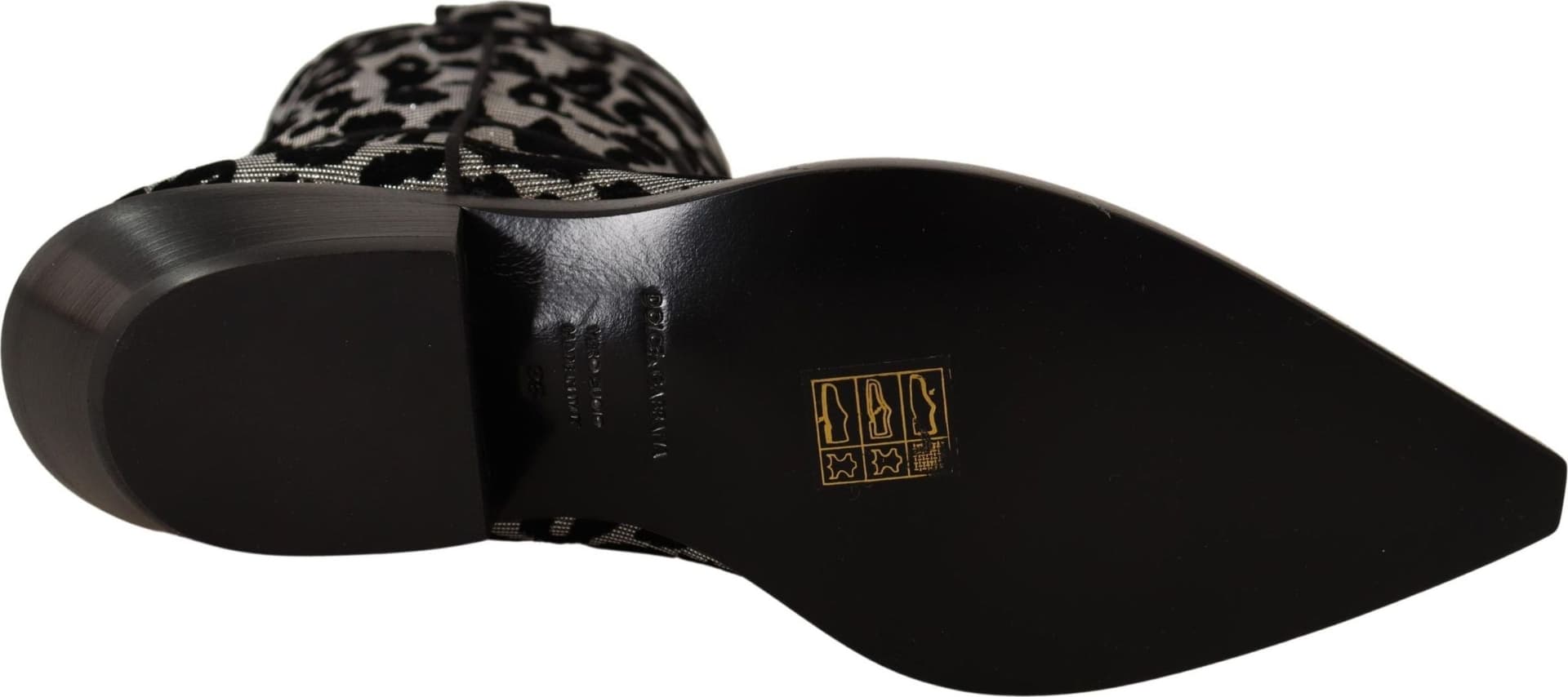 Dolce & Gabbana Gray Black Leopard Cowboy Boots Shoes - 6