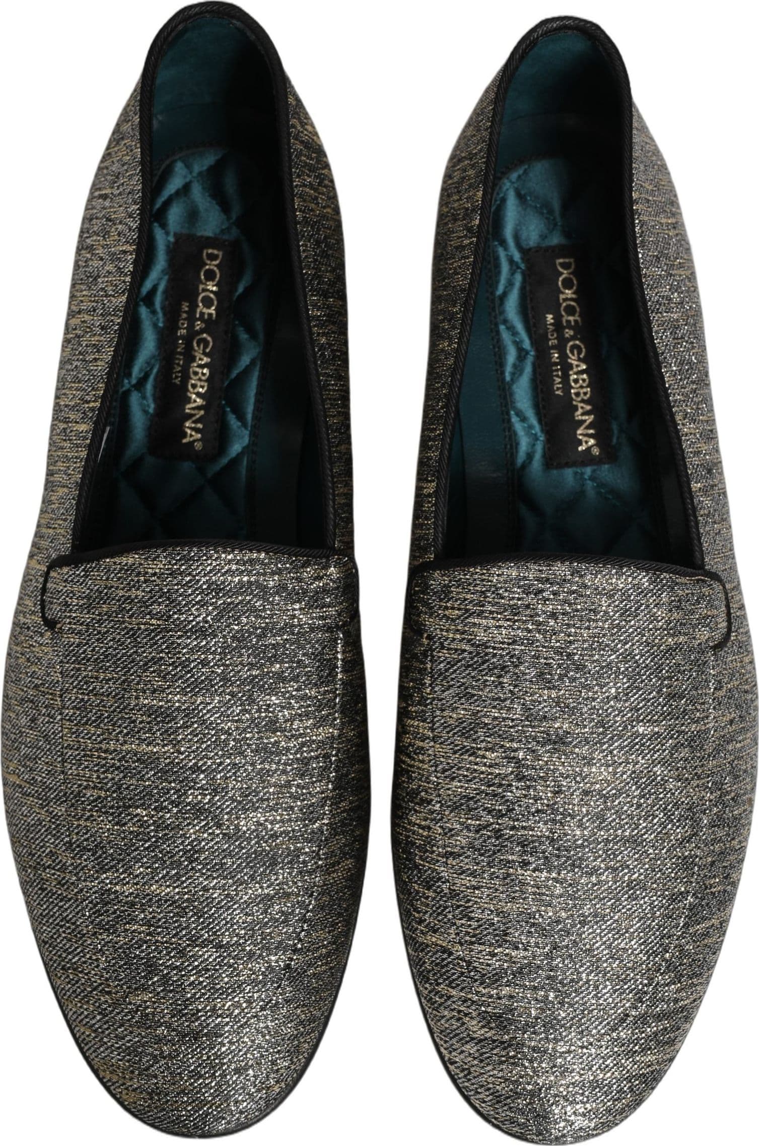 Dolce & Gabbana Gray Glitter Lurex DG Logo Dress Loafers Shoes - 3