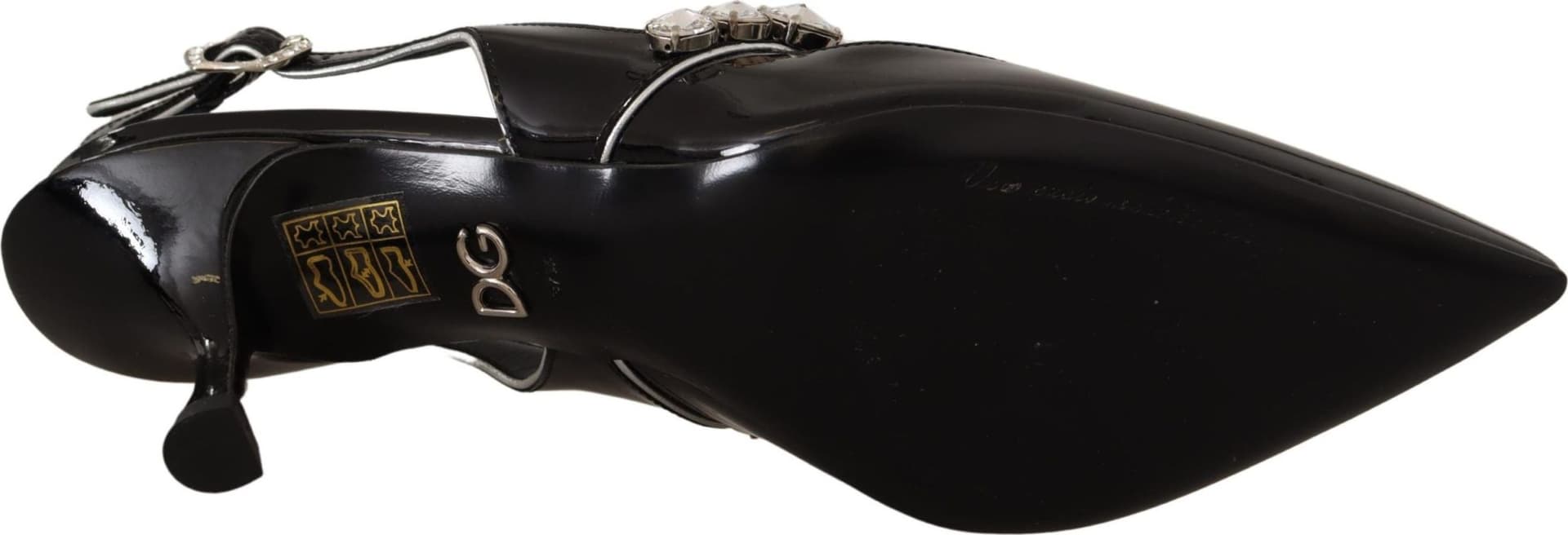 Dolce & Gabbana Black Patent Leather Crystal Slingbacks Shoes - 4