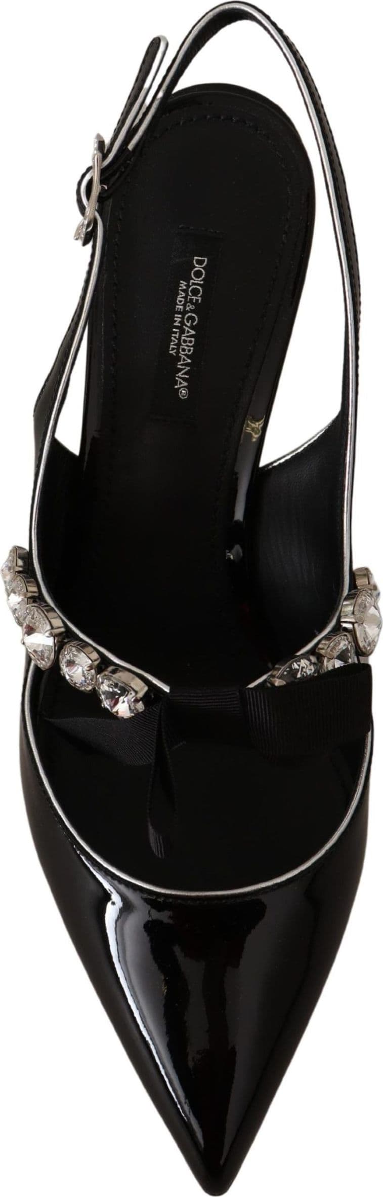 Dolce & Gabbana Black Patent Leather Crystal Slingbacks Shoes - 5