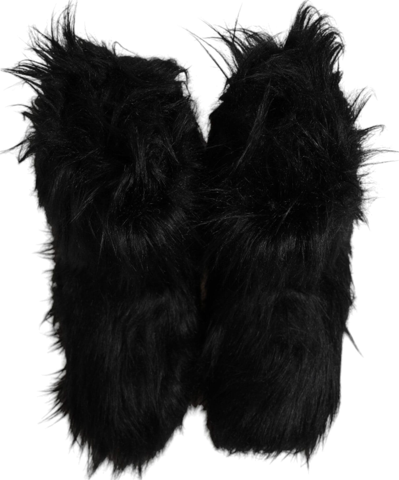 Dolce & Gabbana Black Faux Fur Mid Calf Boots Shoes - 2