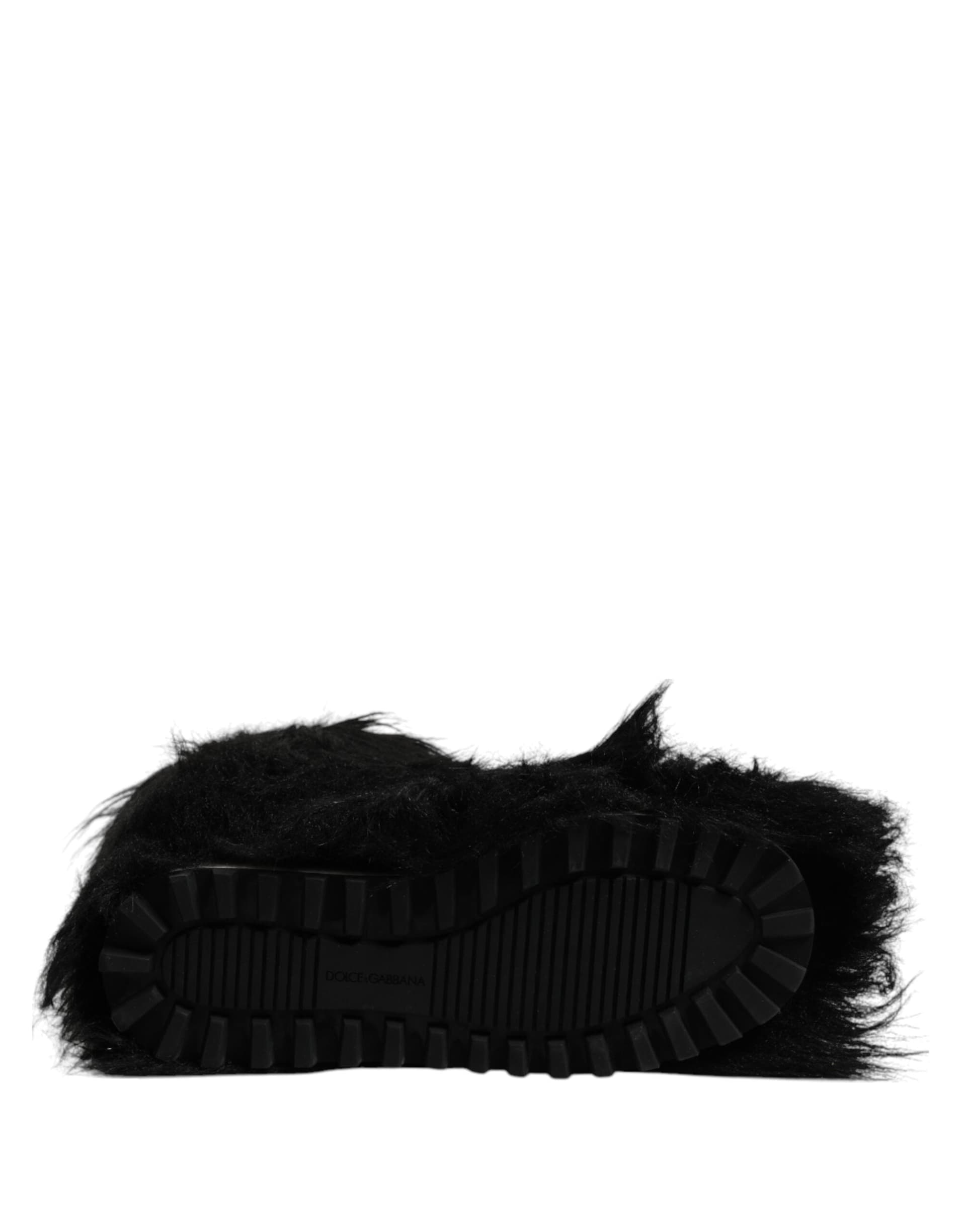 Dolce & Gabbana Black Faux Fur Mid Calf Boots Shoes - 8