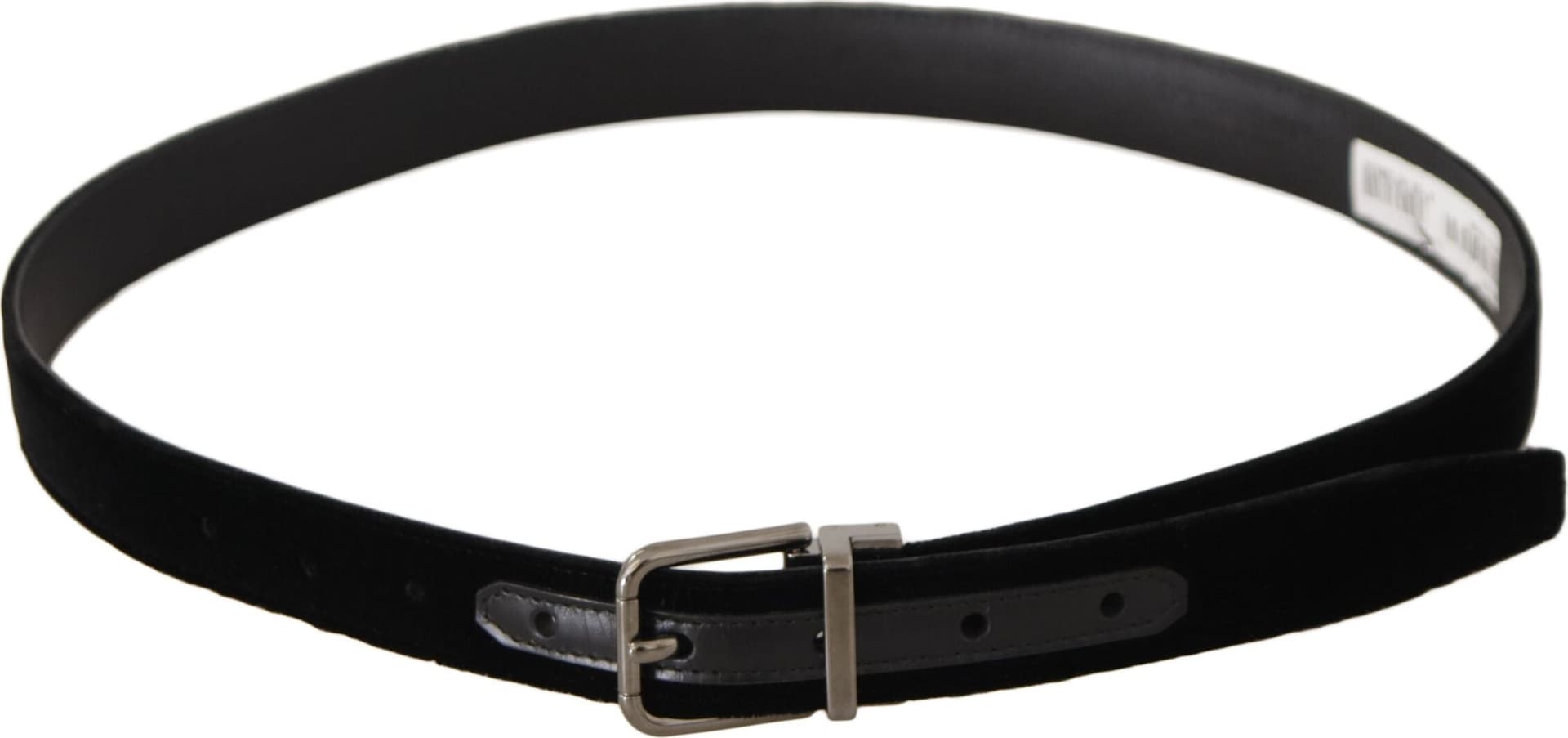 Dolce & Gabbana Black Classic Velvet Logo Engraved Metal Buckle Belt - 2