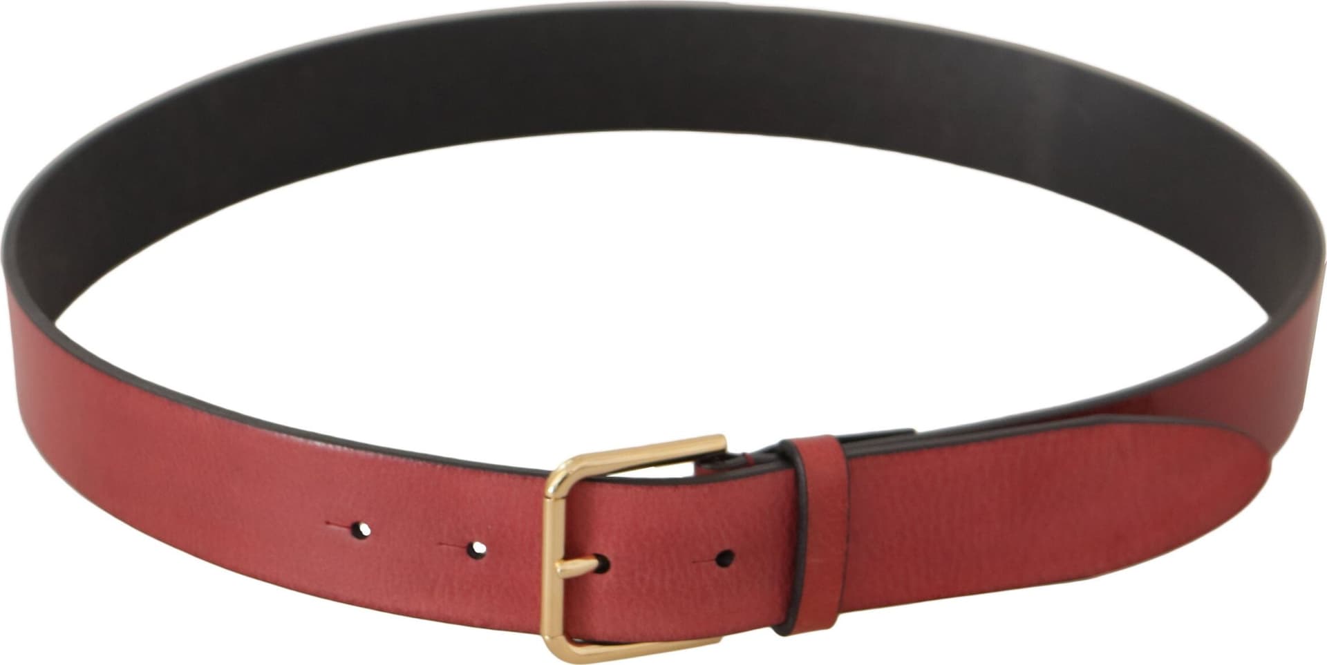 Dolce & Gabbana Red Leather Gold Logo Engraved Metal Buckle Belt - 3