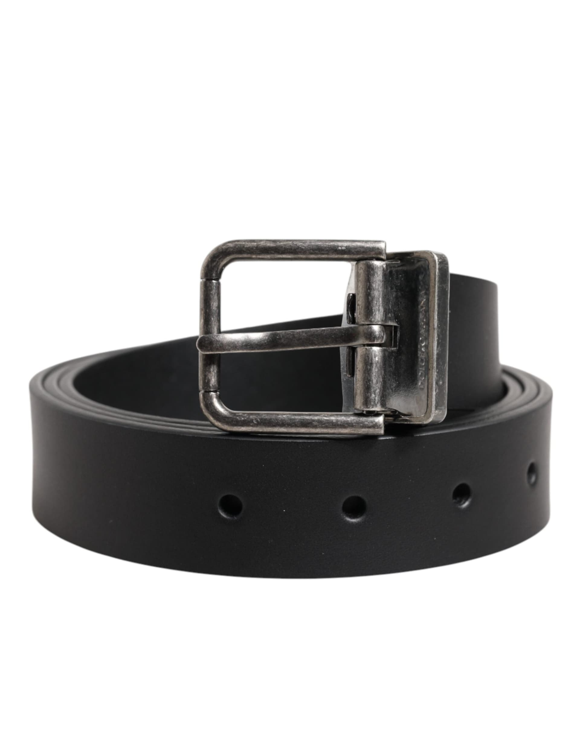 Dolce & Gabbana Black Classic Leather Metal Buckle Belt - 2