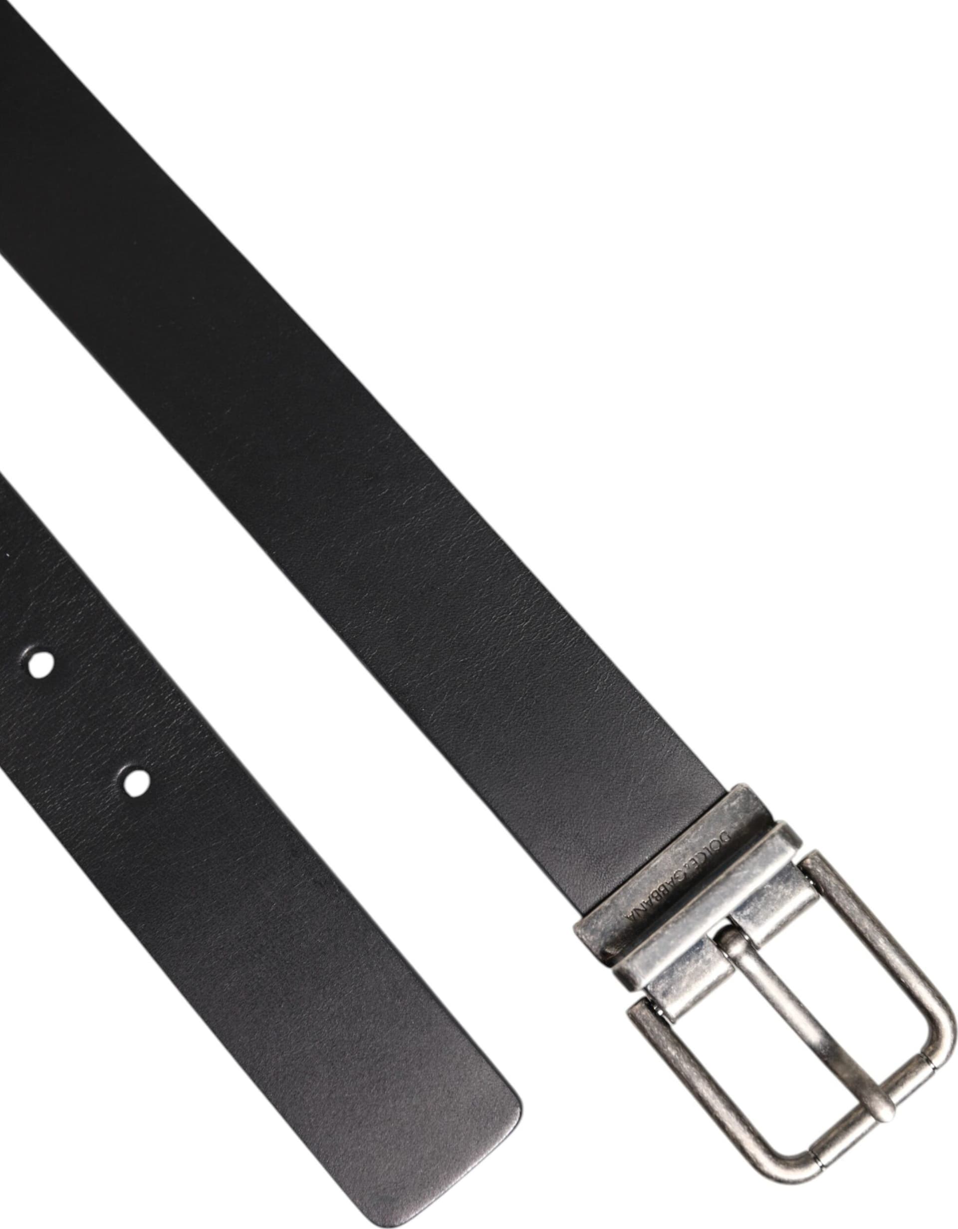 Dolce & Gabbana Black Classic Leather Metal Buckle Belt - 6