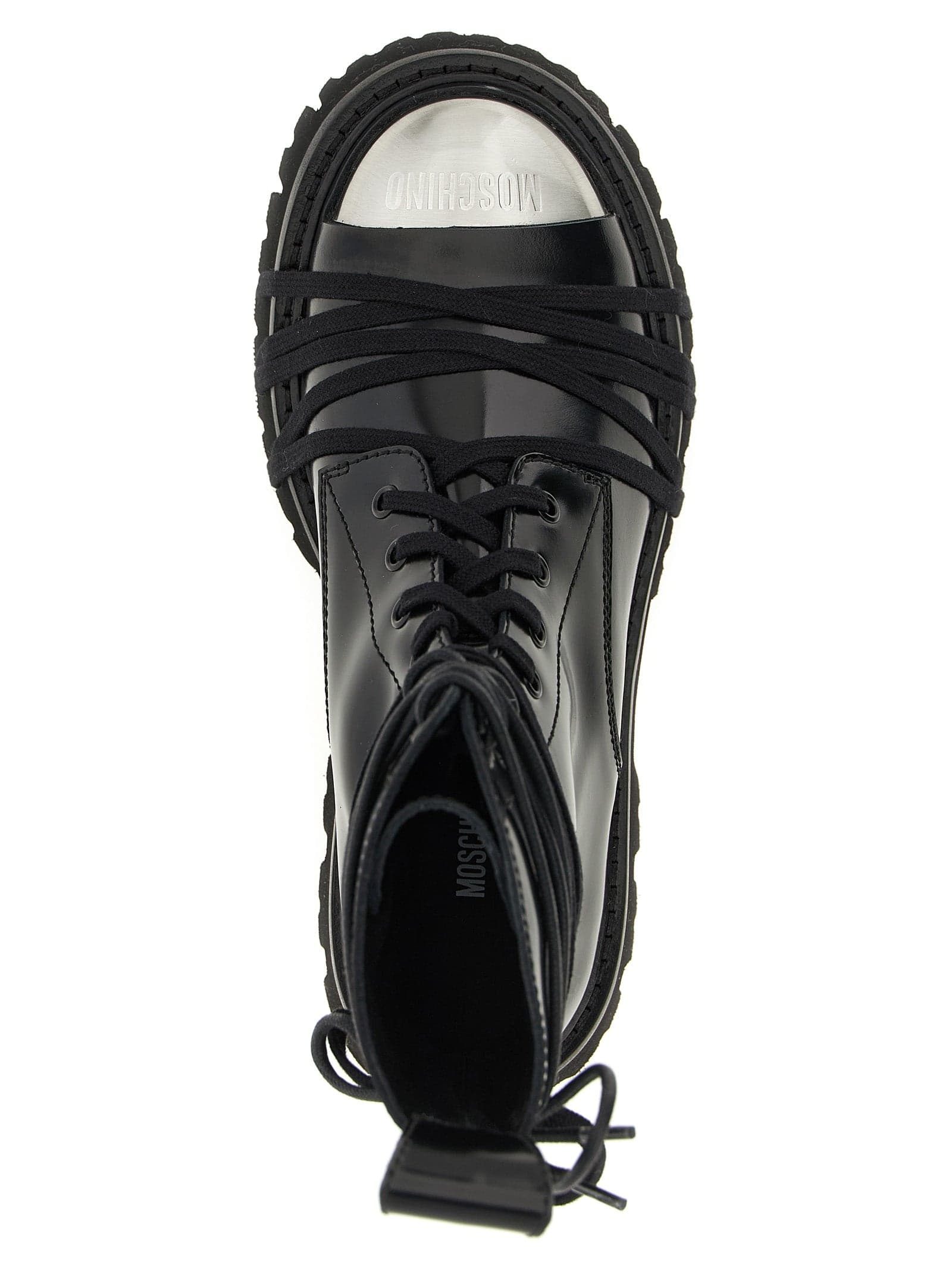 Moschino Black Calfskin Lace-Up Boots - 4