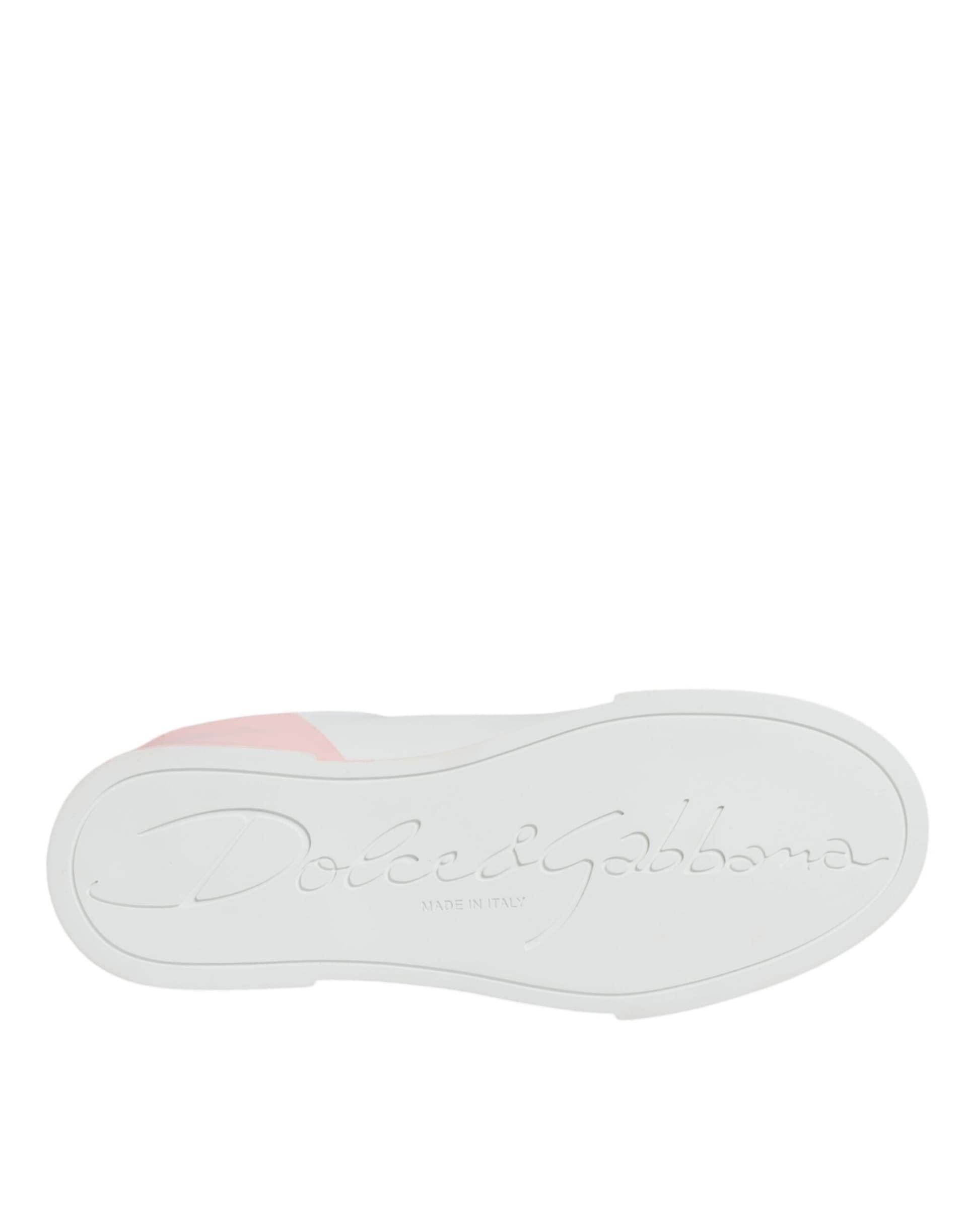 Dolce & Gabbana White Pink Portofino Low Top Sneakers Shoes - 5
