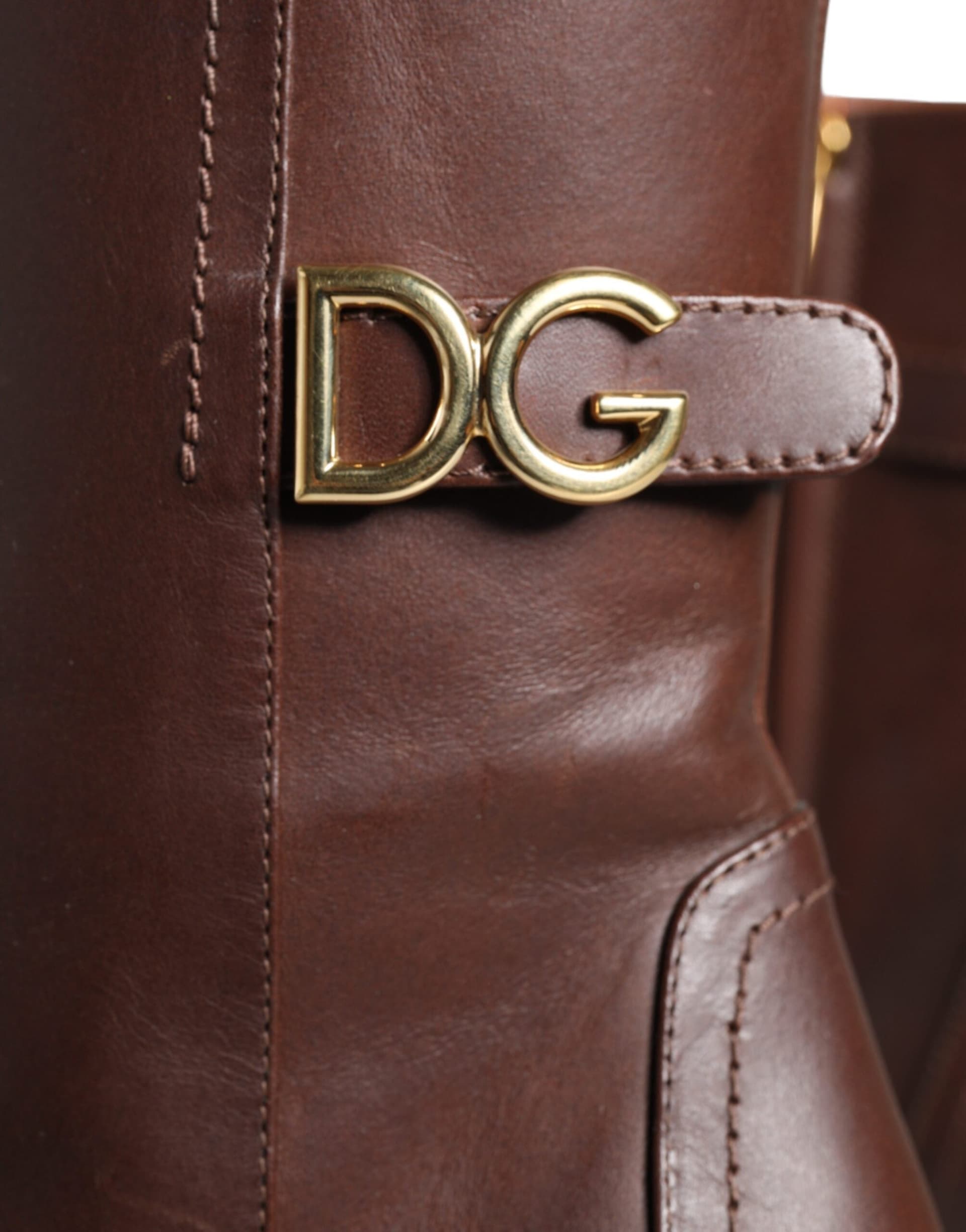 Dolce & Gabbana Brown Leather Heels Mid Calf Boots Shoes - 4