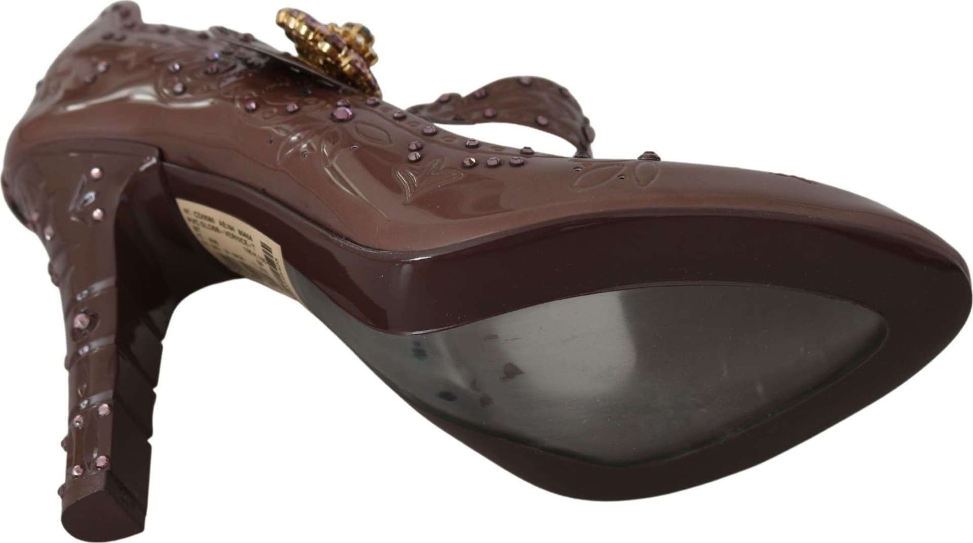 Dolce & Gabbana Brown Floral Crystal CINDERELLA Heels Shoes - 6