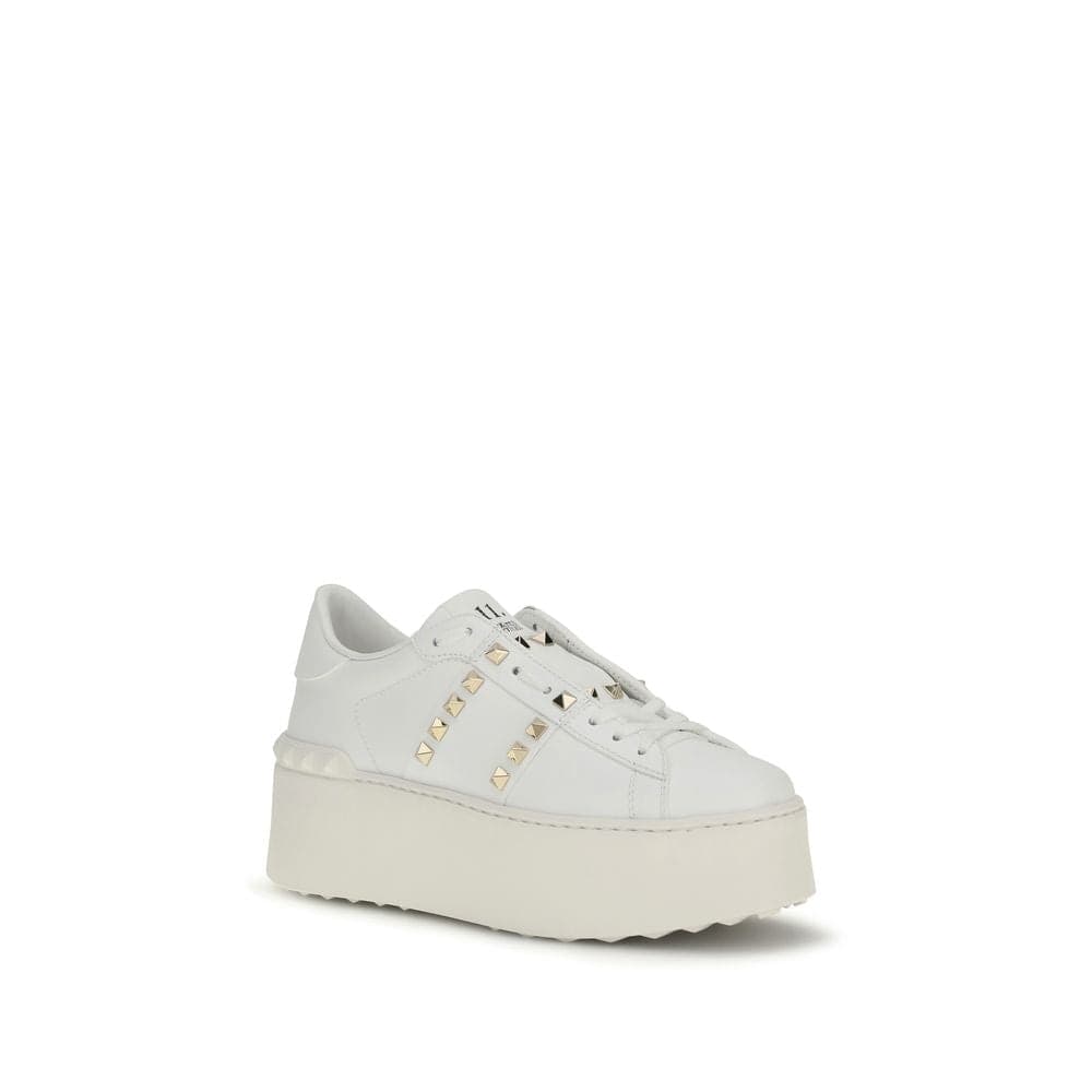 Valentino Garavani White Calf Leather Bos Taurus Platform Sneakers - 2