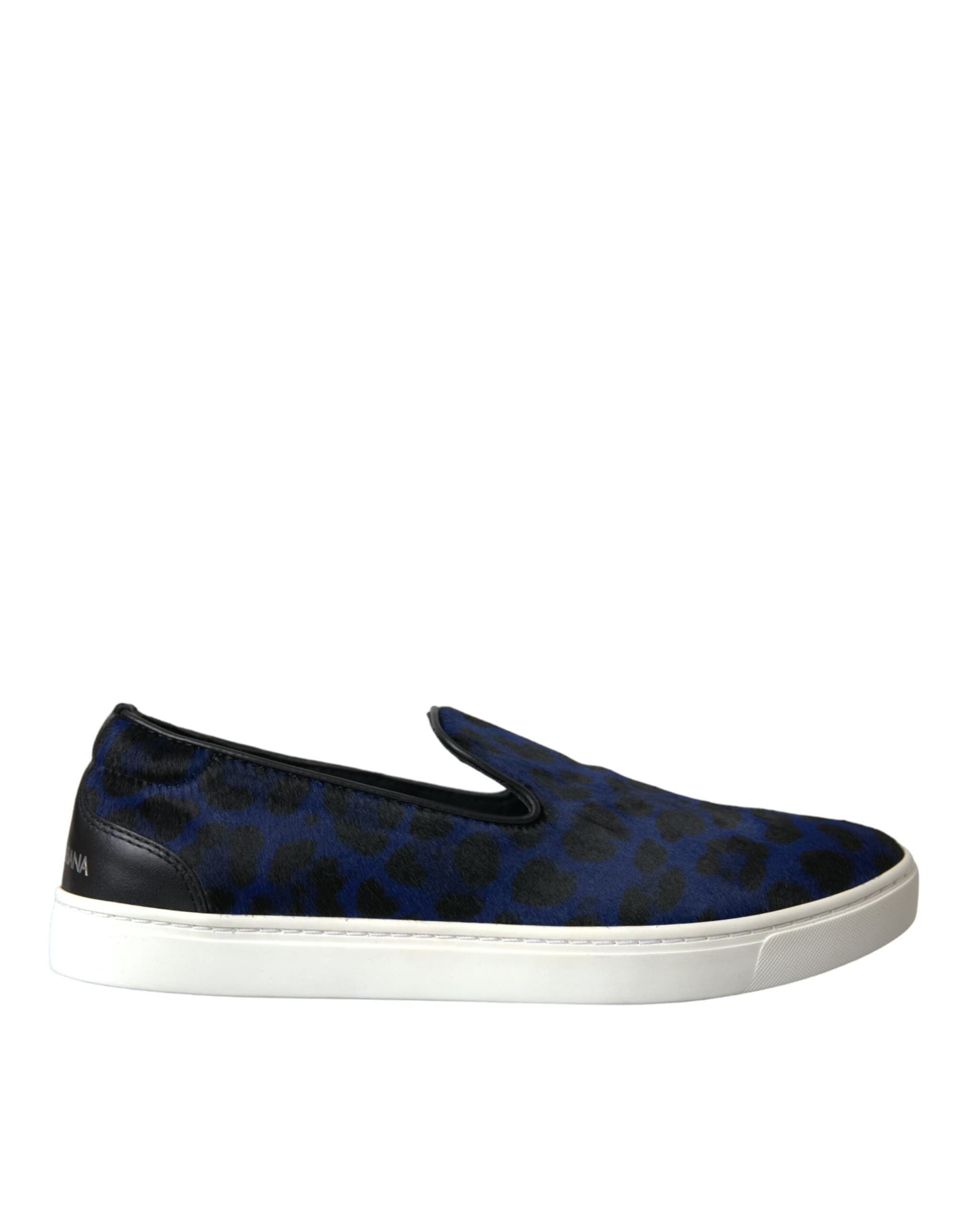 Dolce & Gabbana Blue Calfskin Hair Leopard Sneakers Shoes - 5