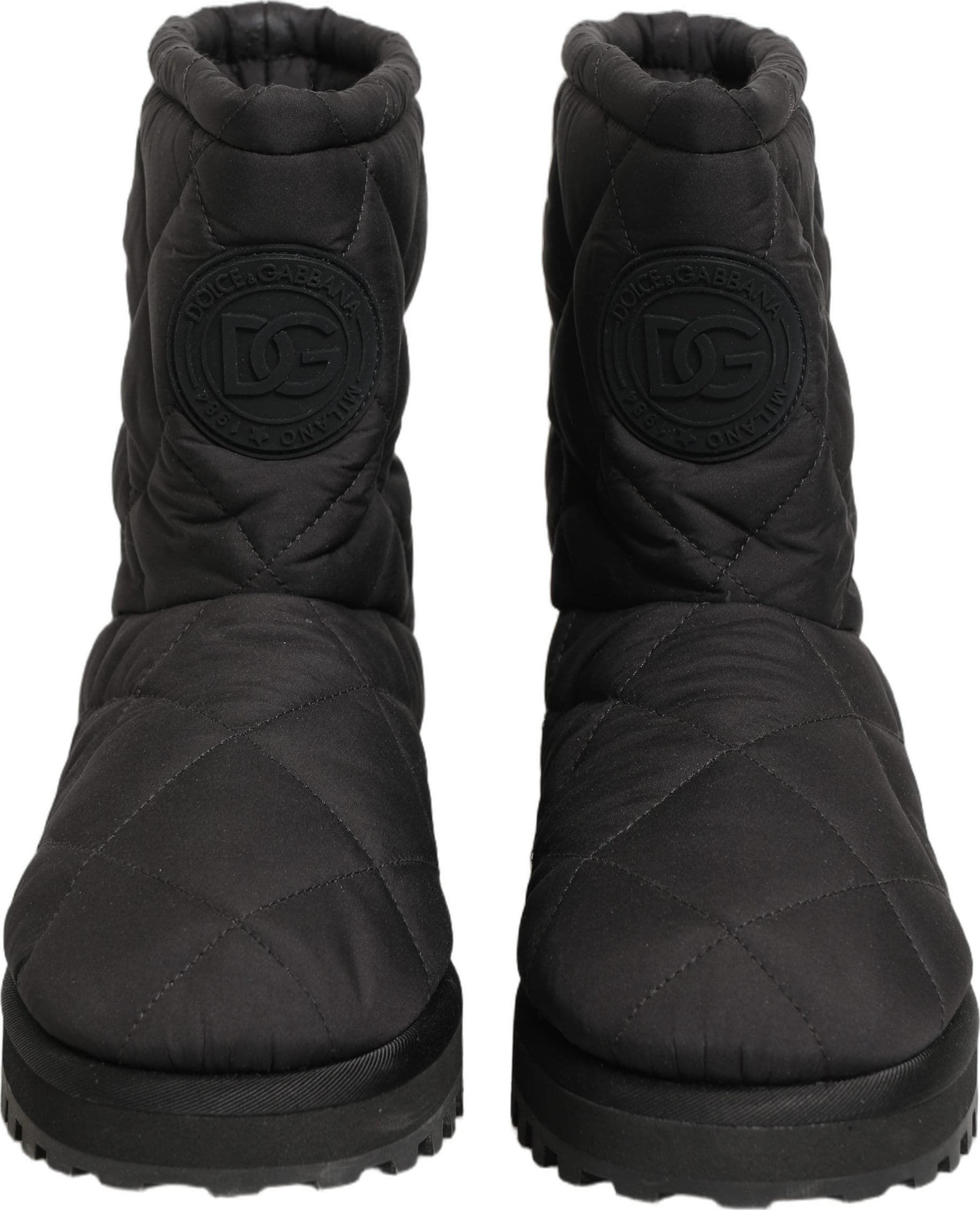 Dolce & Gabbana Black Quilted Effect Mid Calf Boots Shoes - 2