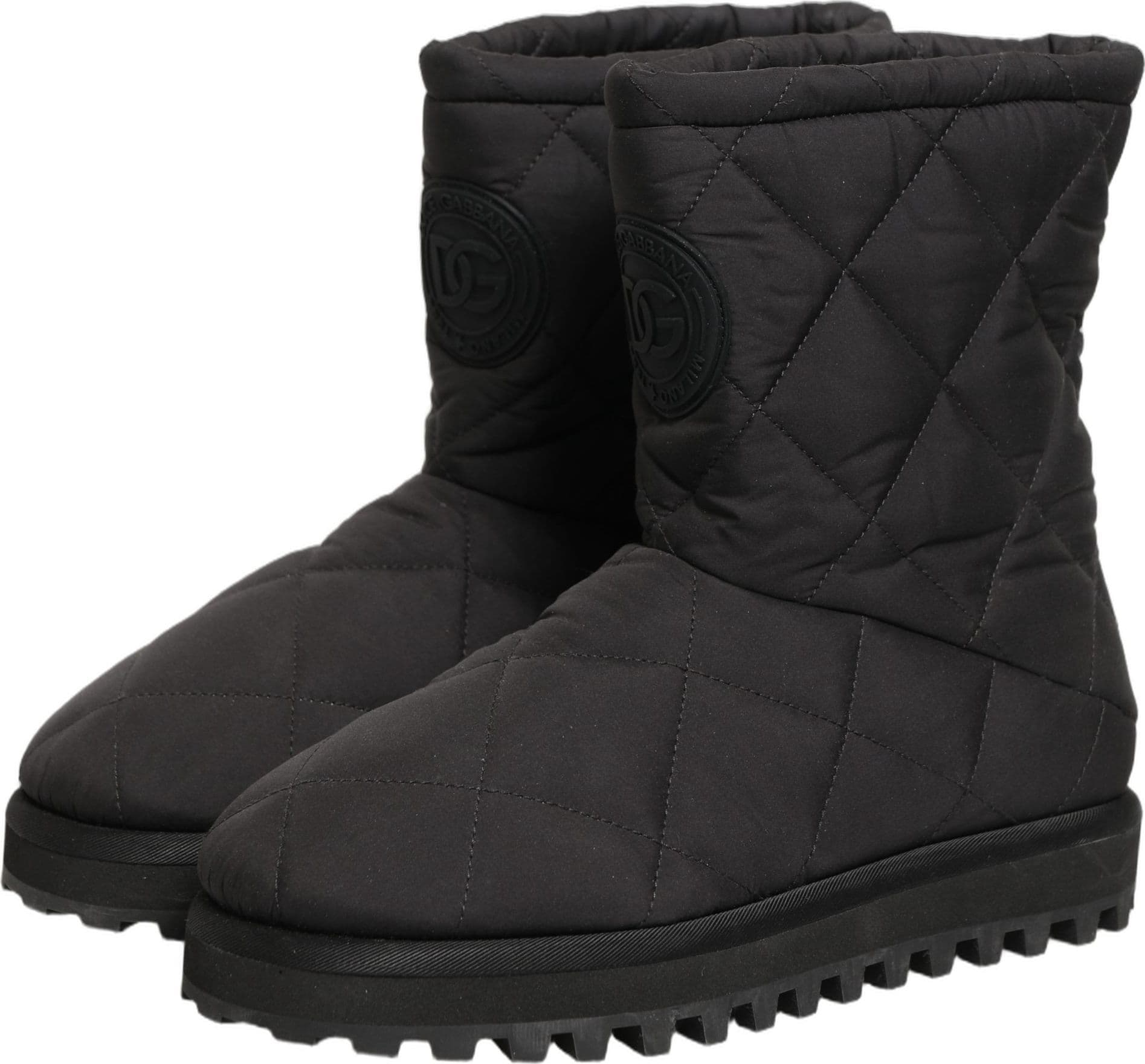 Dolce & Gabbana Black Quilted Effect Mid Calf Boots Shoes - 4