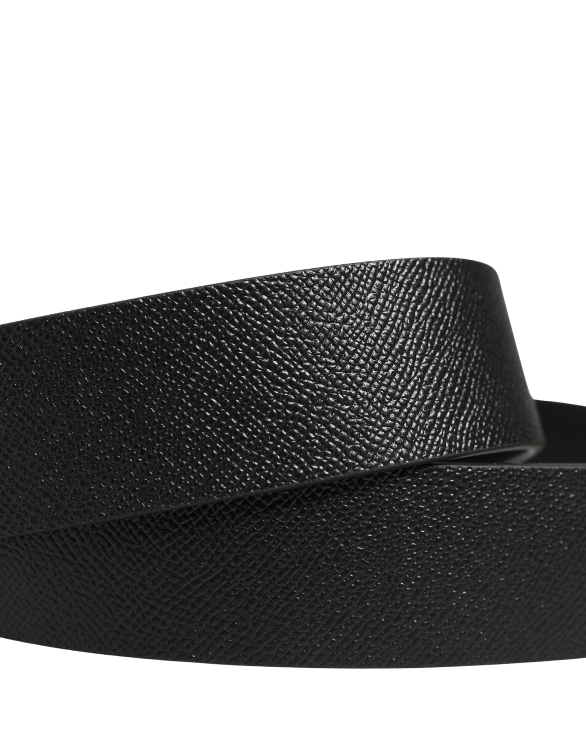 Dolce & Gabbana Men Black Leather DG Logo Metal Buckle Belt - 5