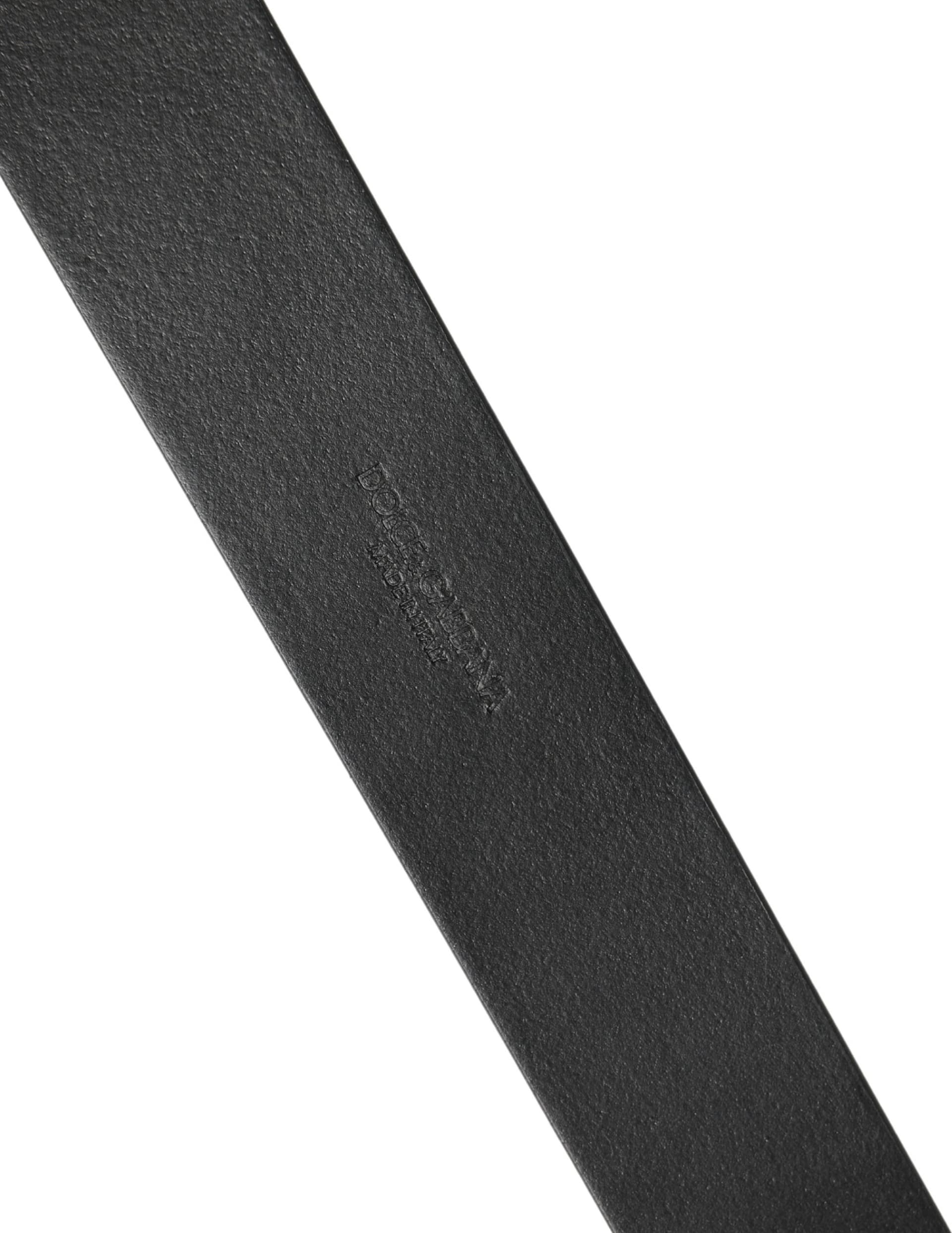 Dolce & Gabbana Men Black Leather DG Logo Metal Buckle Belt - 6
