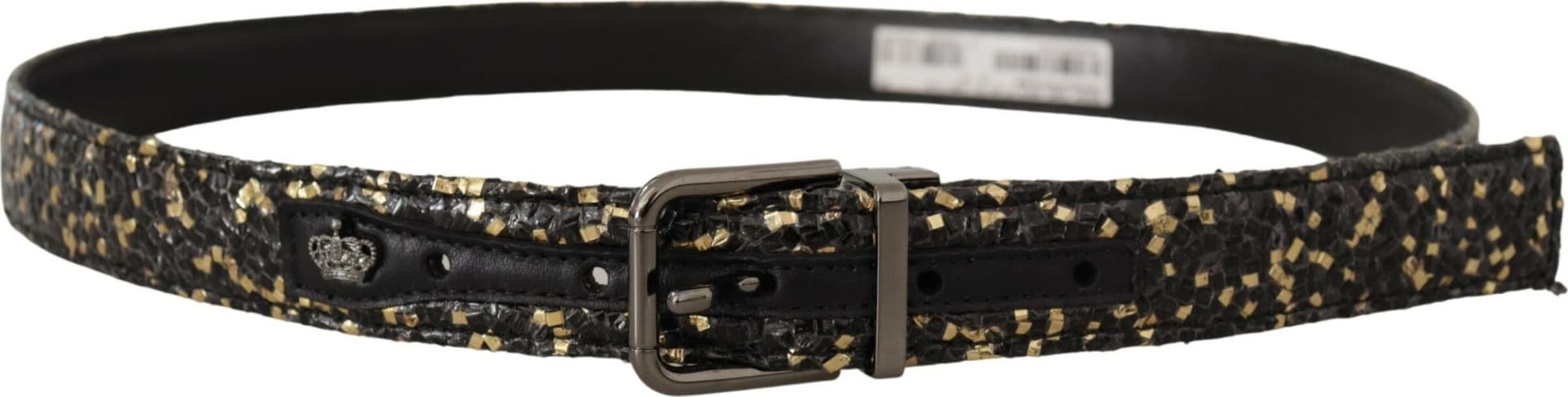 Dolce & Gabbana Gold Black Two-toned Leather Chrome Buckle Belt - 2