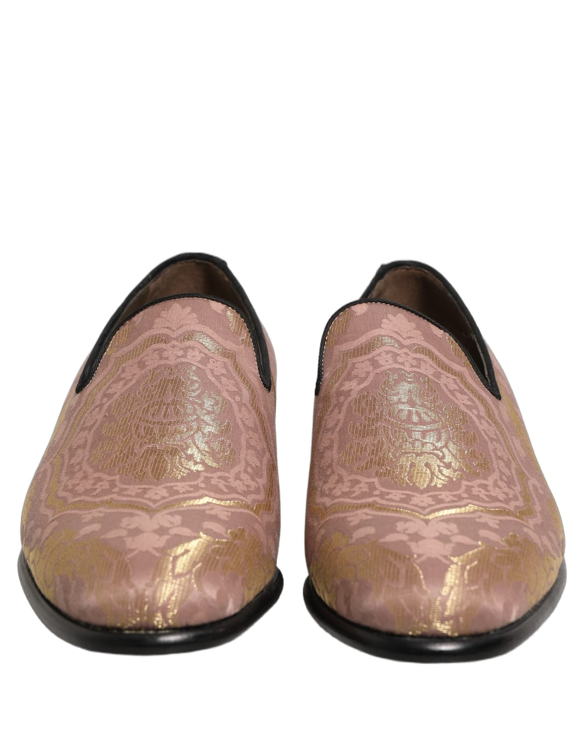 Dolce & Gabbana Pink Brocade Men Slip On Dress Loafers Shoes - 2