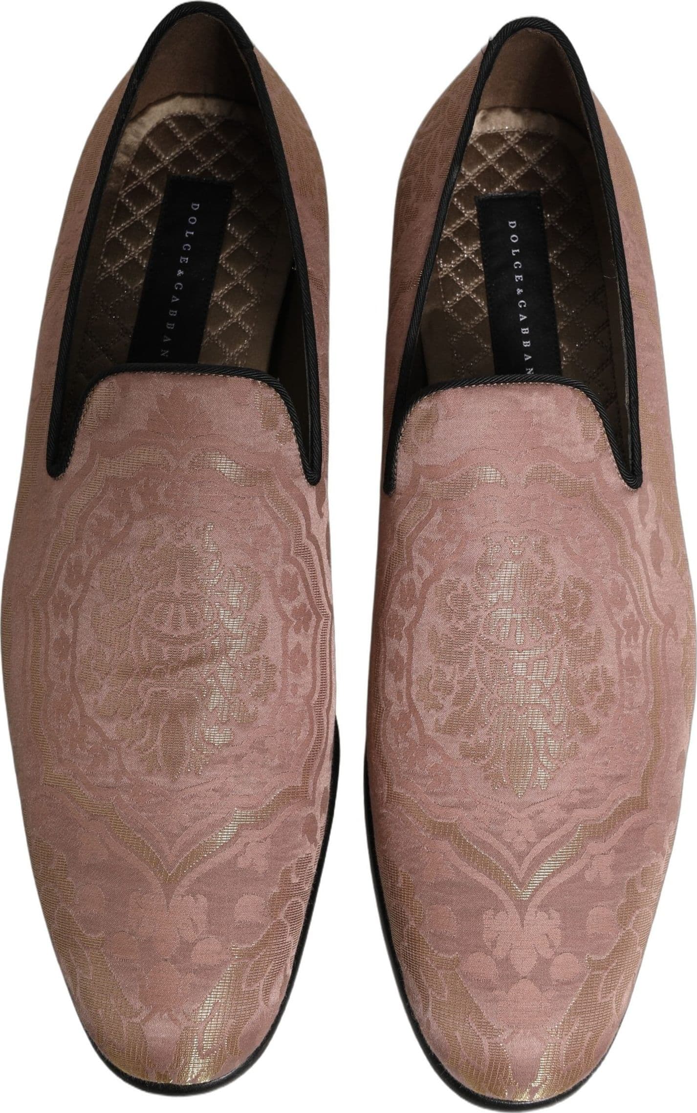 Dolce & Gabbana Pink Brocade Men Slip On Dress Loafers Shoes - 3