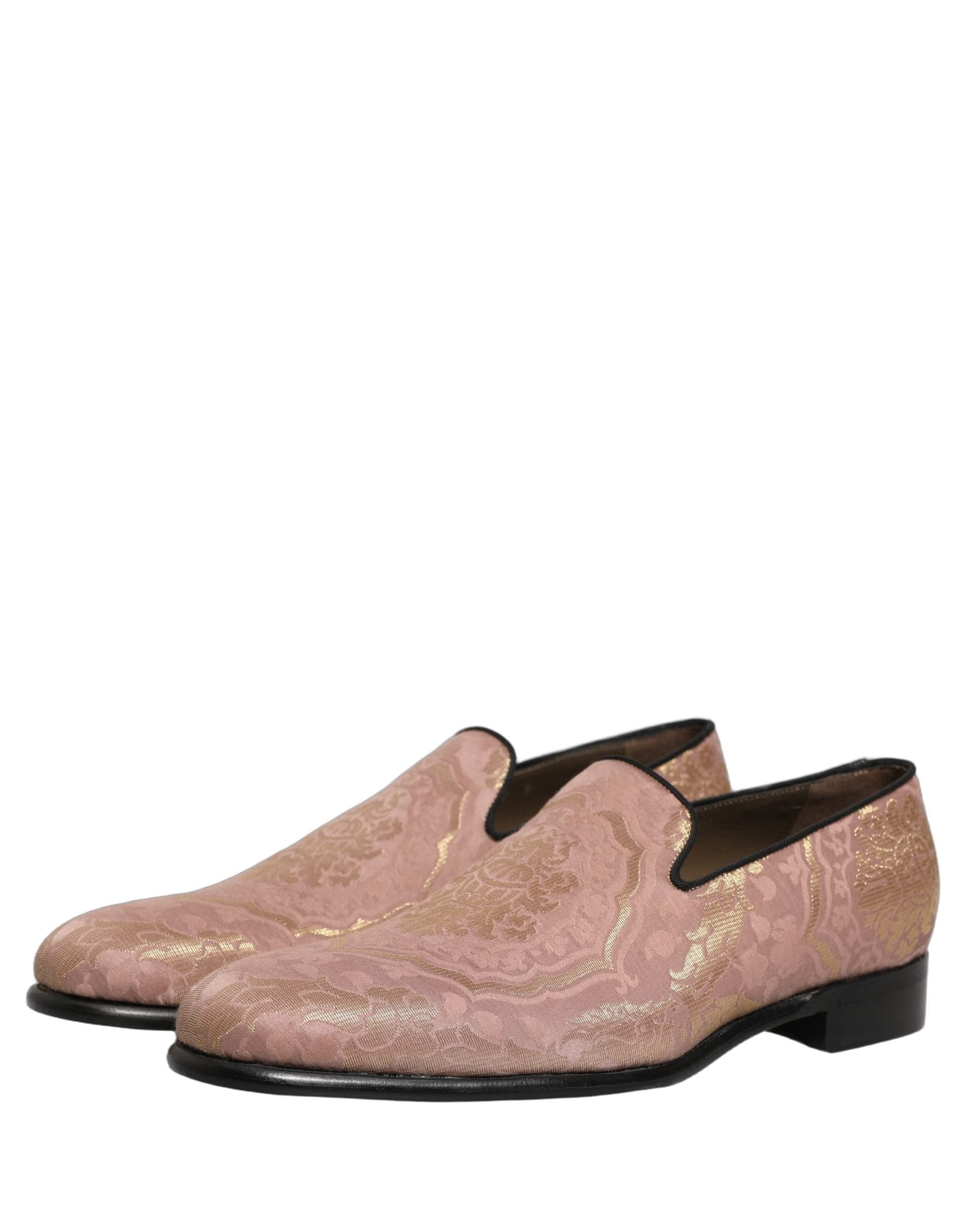 Dolce & Gabbana Pink Brocade Men Slip On Dress Loafers Shoes - 4
