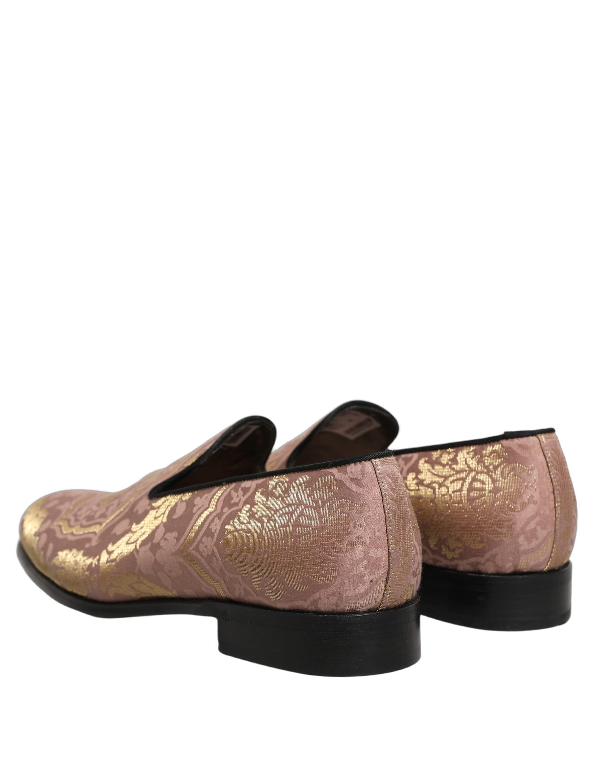 Dolce & Gabbana Pink Brocade Men Slip On Dress Loafers Shoes - 5