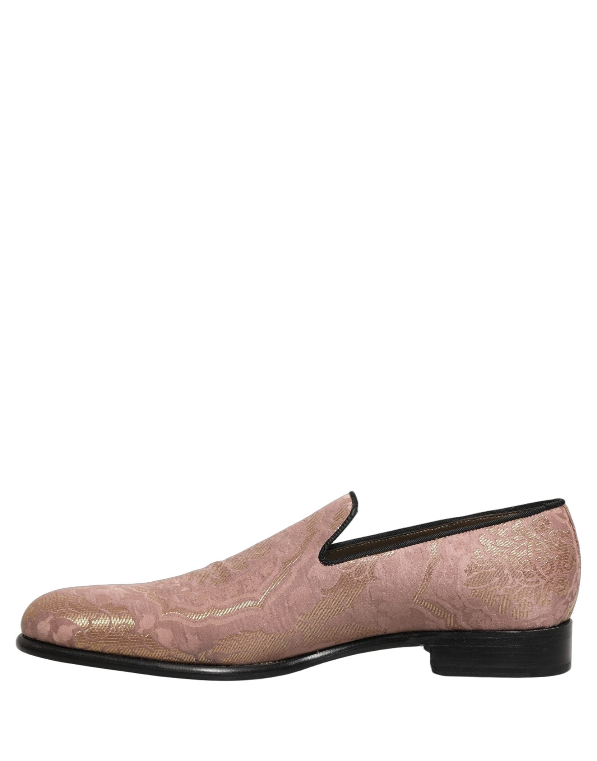 Dolce & Gabbana Pink Brocade Men Slip On Dress Loafers Shoes - 6