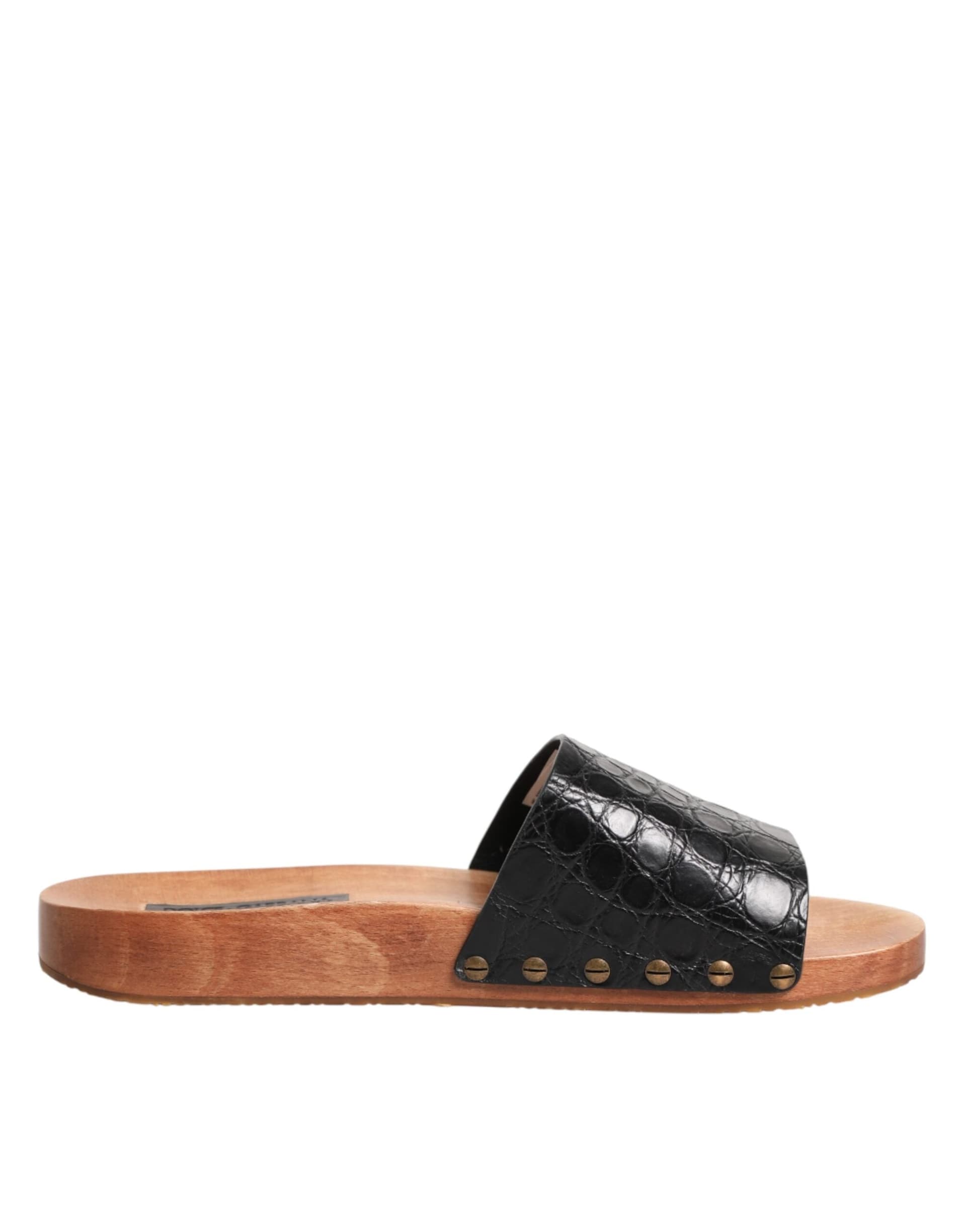 Dolce & Gabbana Black Brown Leather Slides Sandals Shoes - 6