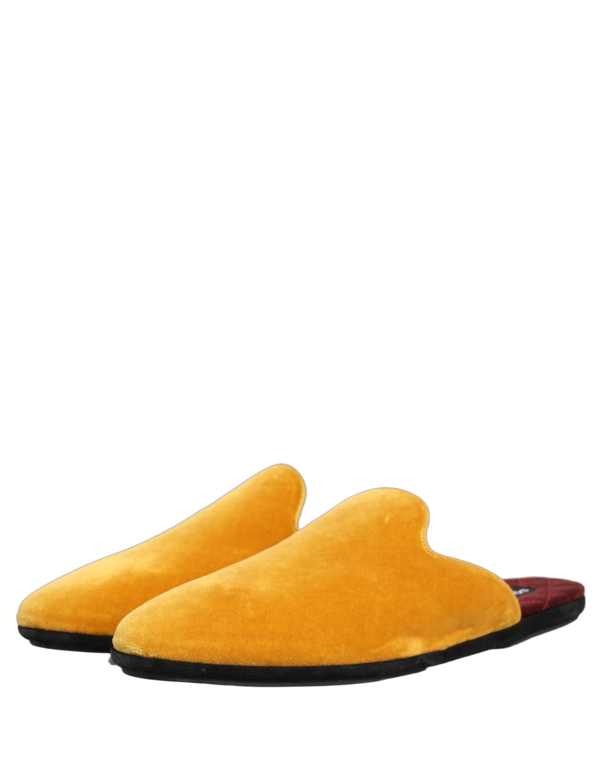 Dolce & Gabbana Yellow Suede Slides Flat Slipper Men Shoes - 3
