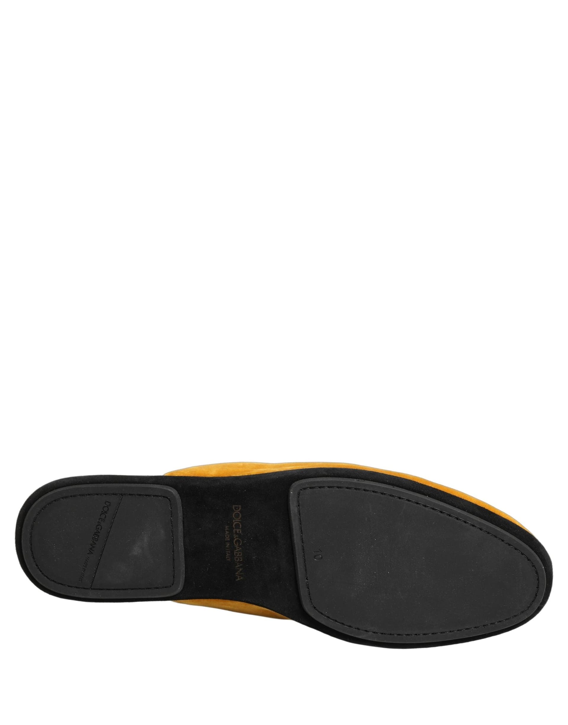 Dolce & Gabbana Yellow Suede Slides Flat Slipper Men Shoes - 8