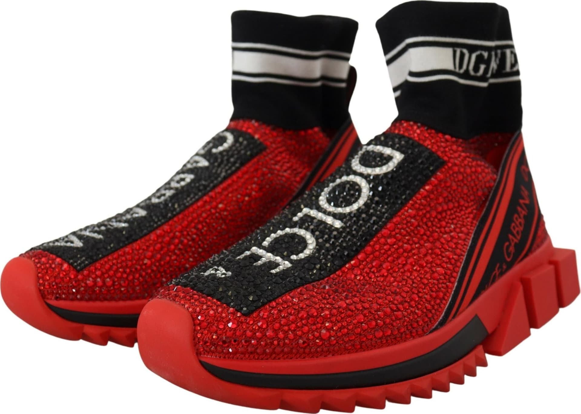 Dolce & Gabbana Red Bling Sorrento Sneakers Socks Shoes - 2