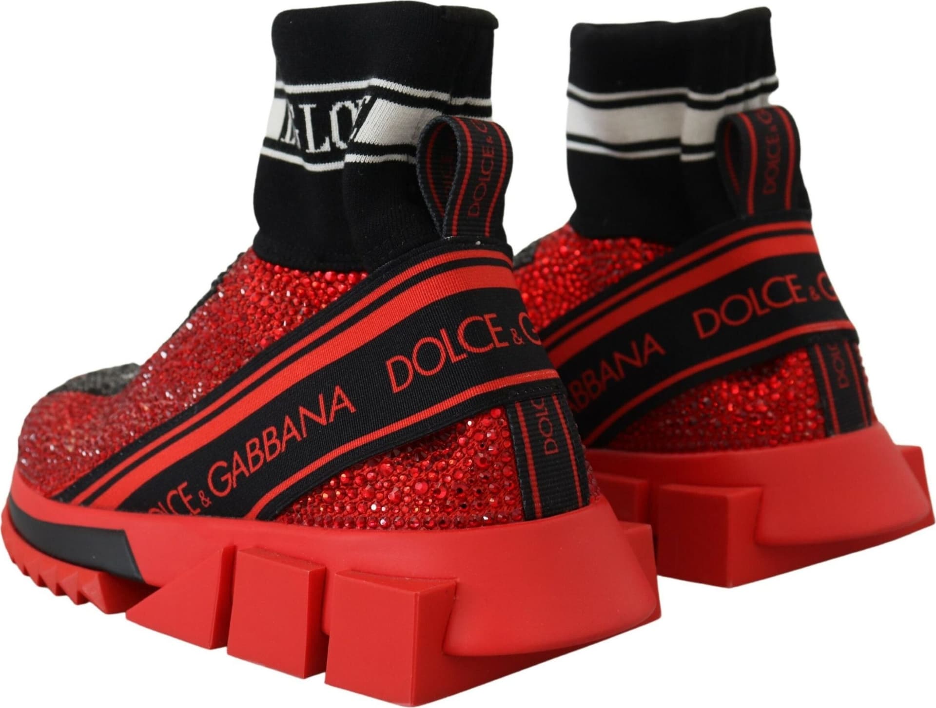 Dolce & Gabbana Red Bling Sorrento Sneakers Socks Shoes - 3