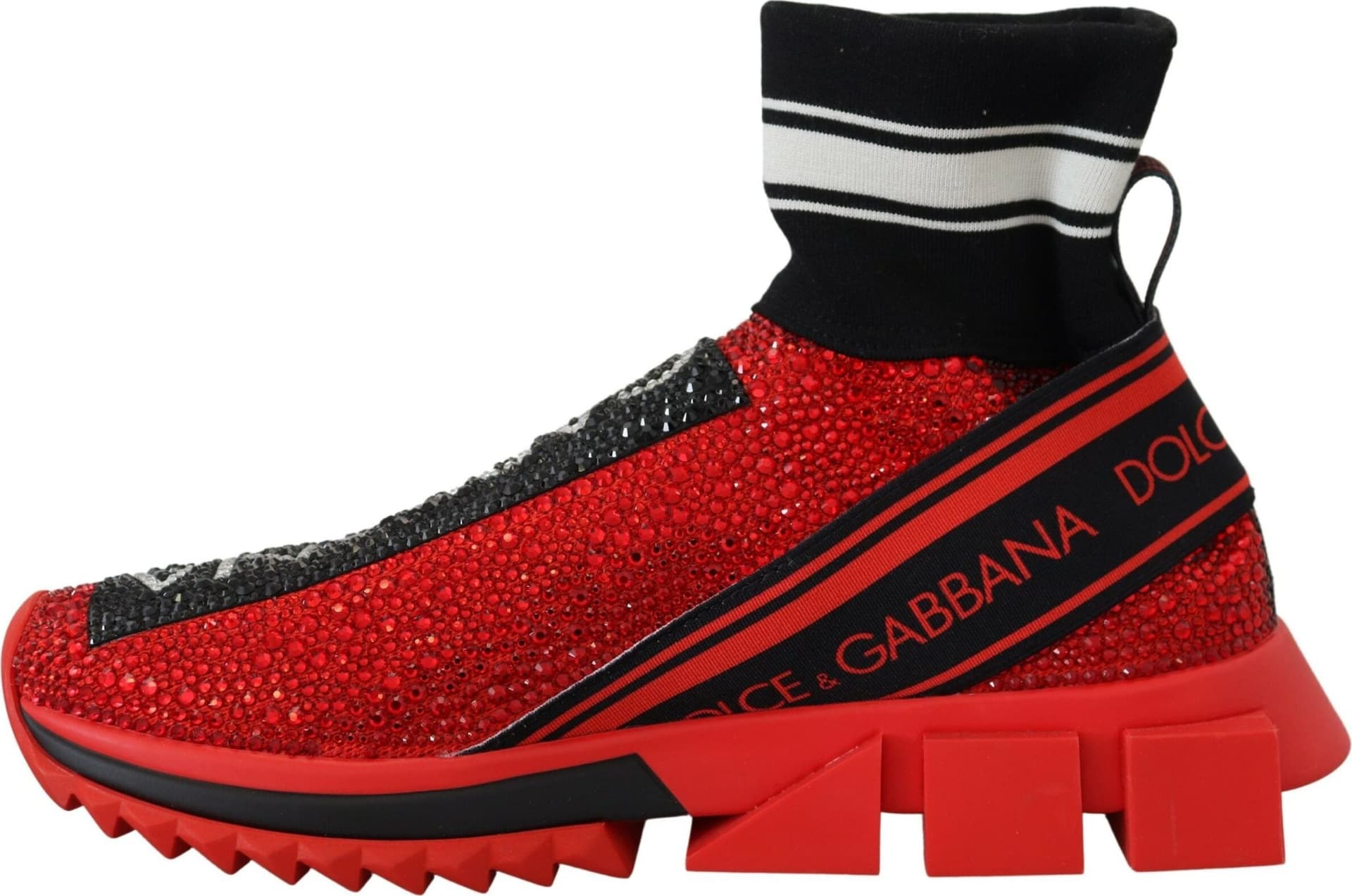 Dolce & Gabbana Red Bling Sorrento Sneakers Socks Shoes - 4