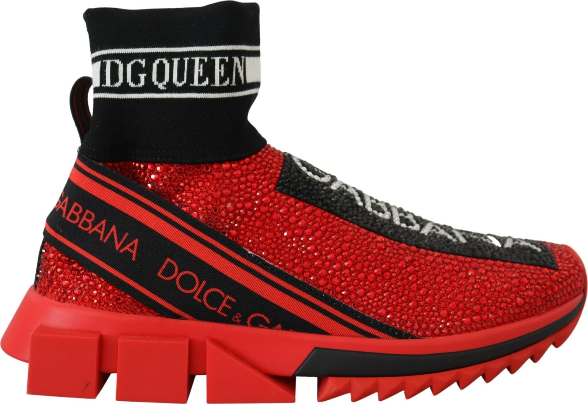 Dolce & Gabbana Red Bling Sorrento Sneakers Socks Shoes - 5