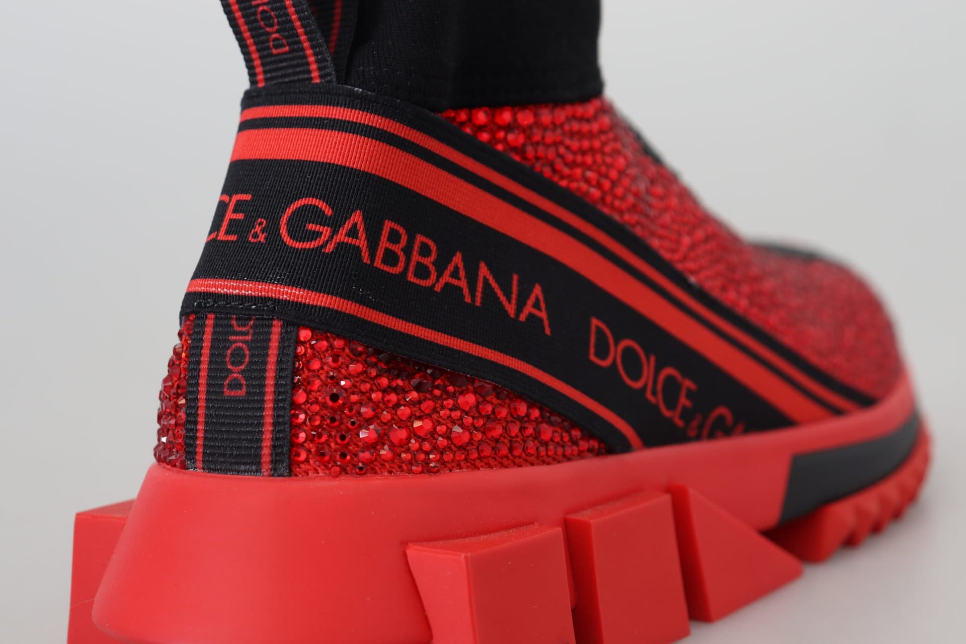 Dolce & Gabbana Red Bling Sorrento Sneakers Socks Shoes - 8