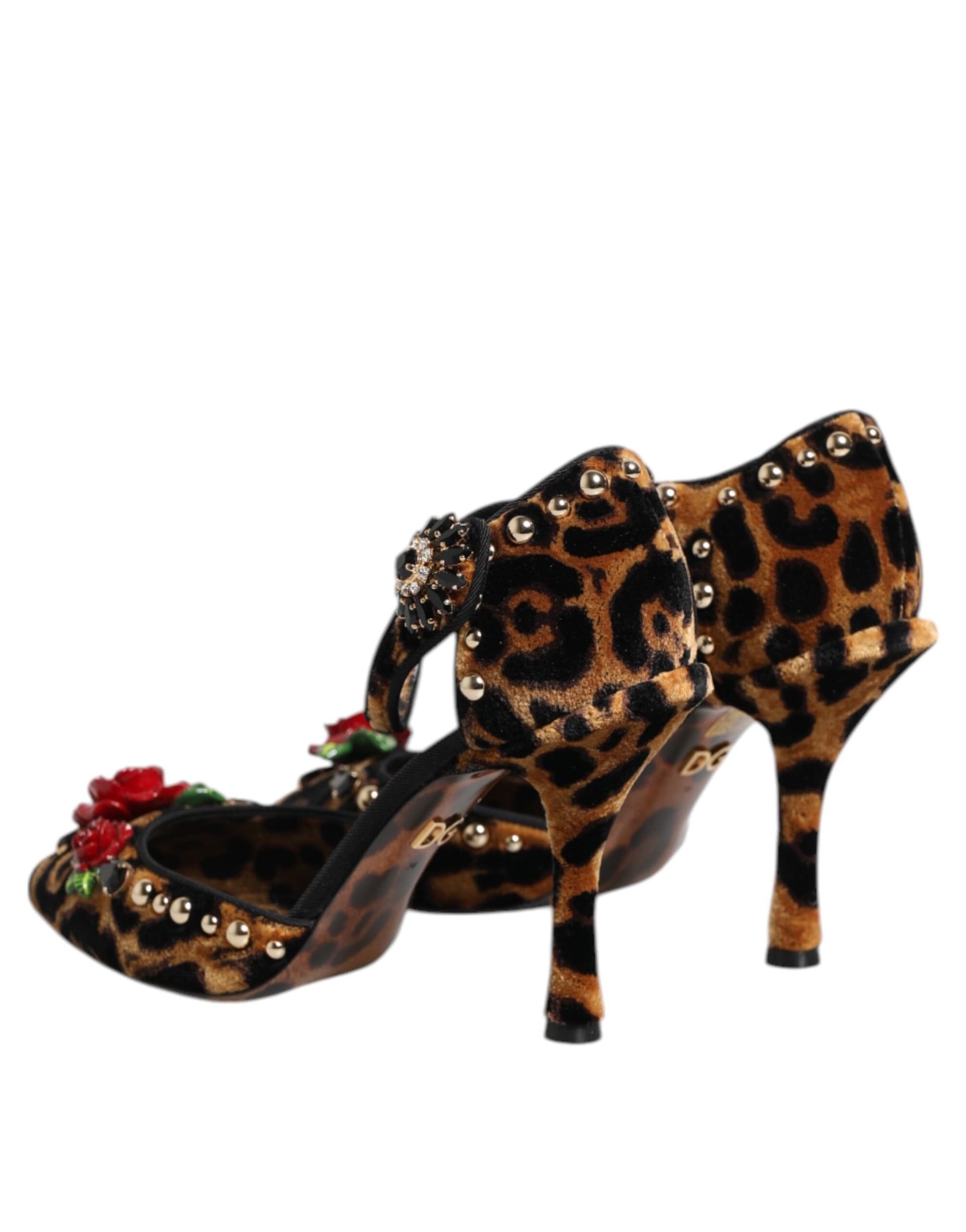 Dolce & Gabbana Brown Leopard Crystal Roses Pumps Shoes - 4