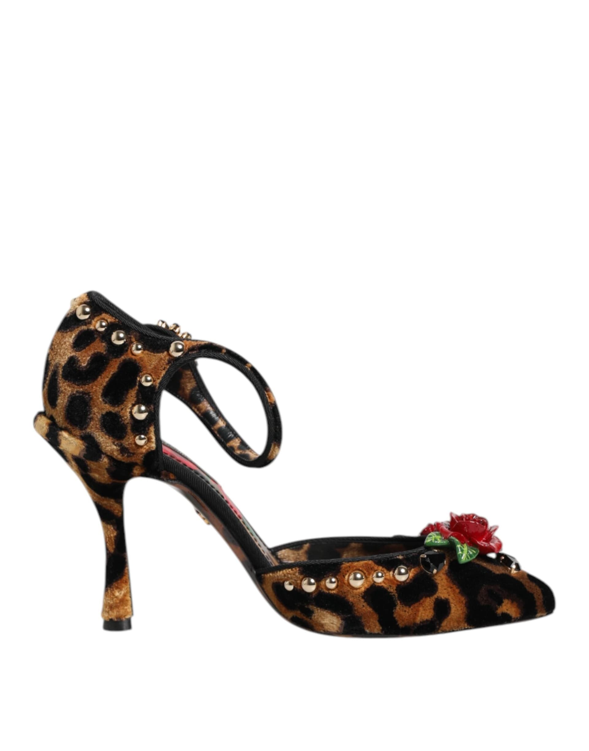Dolce & Gabbana Brown Leopard Crystal Roses Pumps Shoes - 6