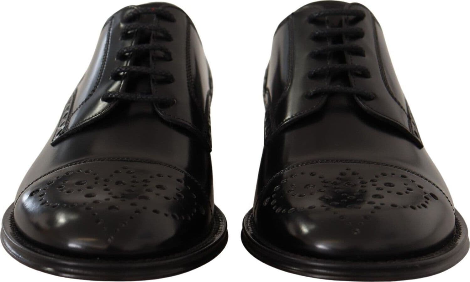 Dolce & Gabbana Black Leather Wingtip Mens Formal Derby Shoes - 2