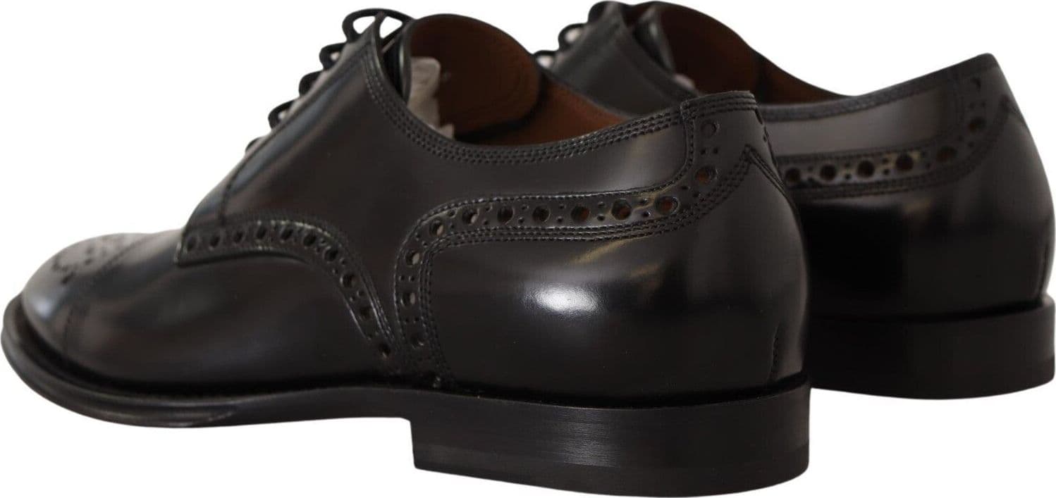 Dolce & Gabbana Black Leather Wingtip Mens Formal Derby Shoes - 4