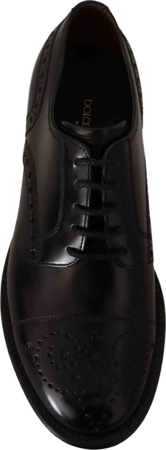 Dolce & Gabbana Black Leather Wingtip Mens Formal Derby Shoes - 7