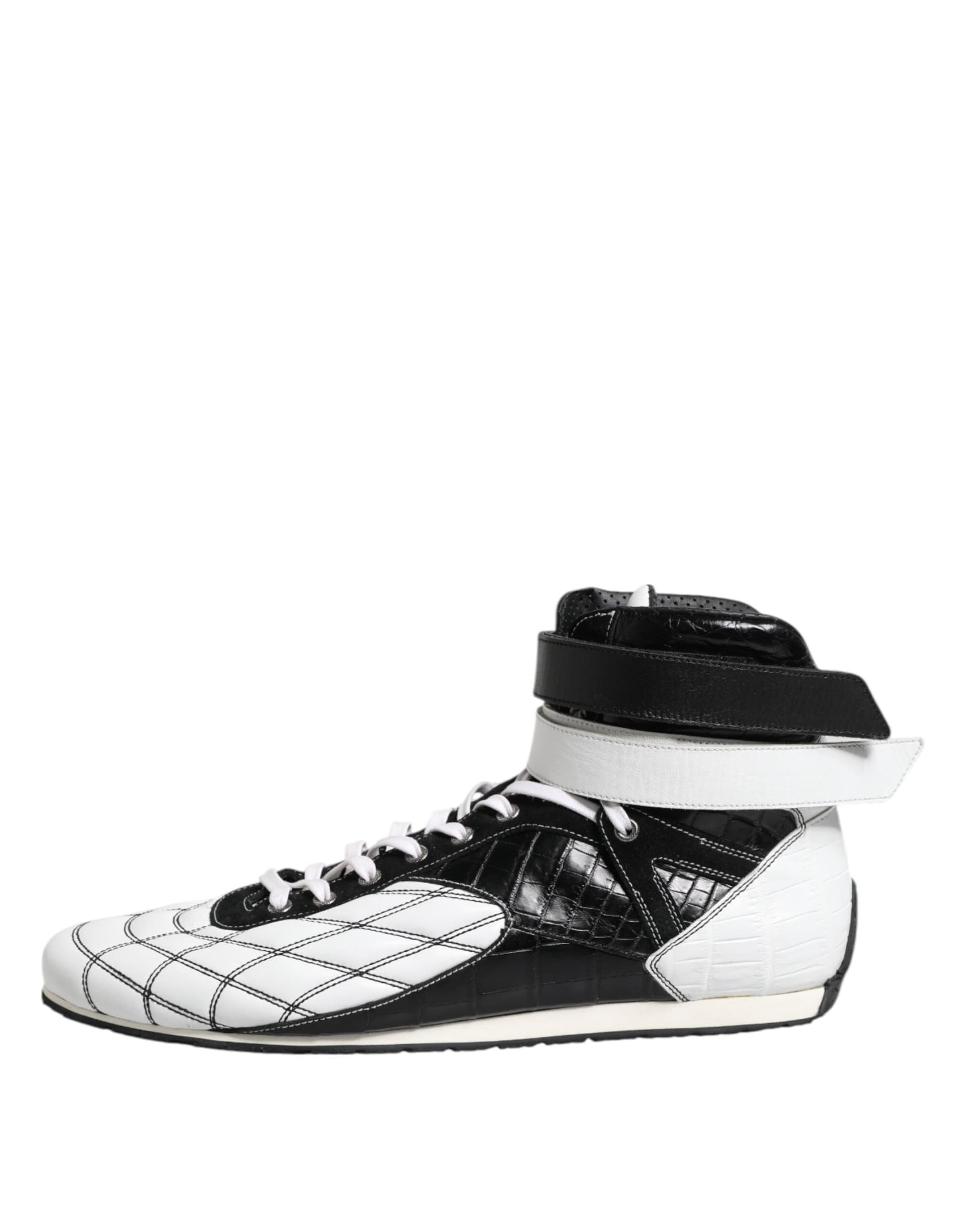 Dolce & Gabbana Black White Leather High Top Sneakers Shoes - 5