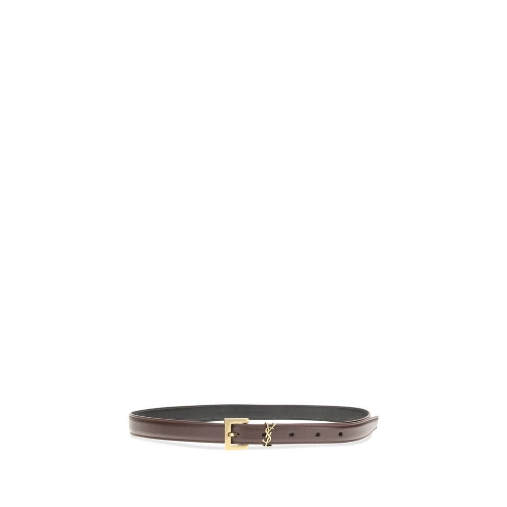 Saint Laurent Brown Calf Leather Bos Taurus Thin Belt - 2