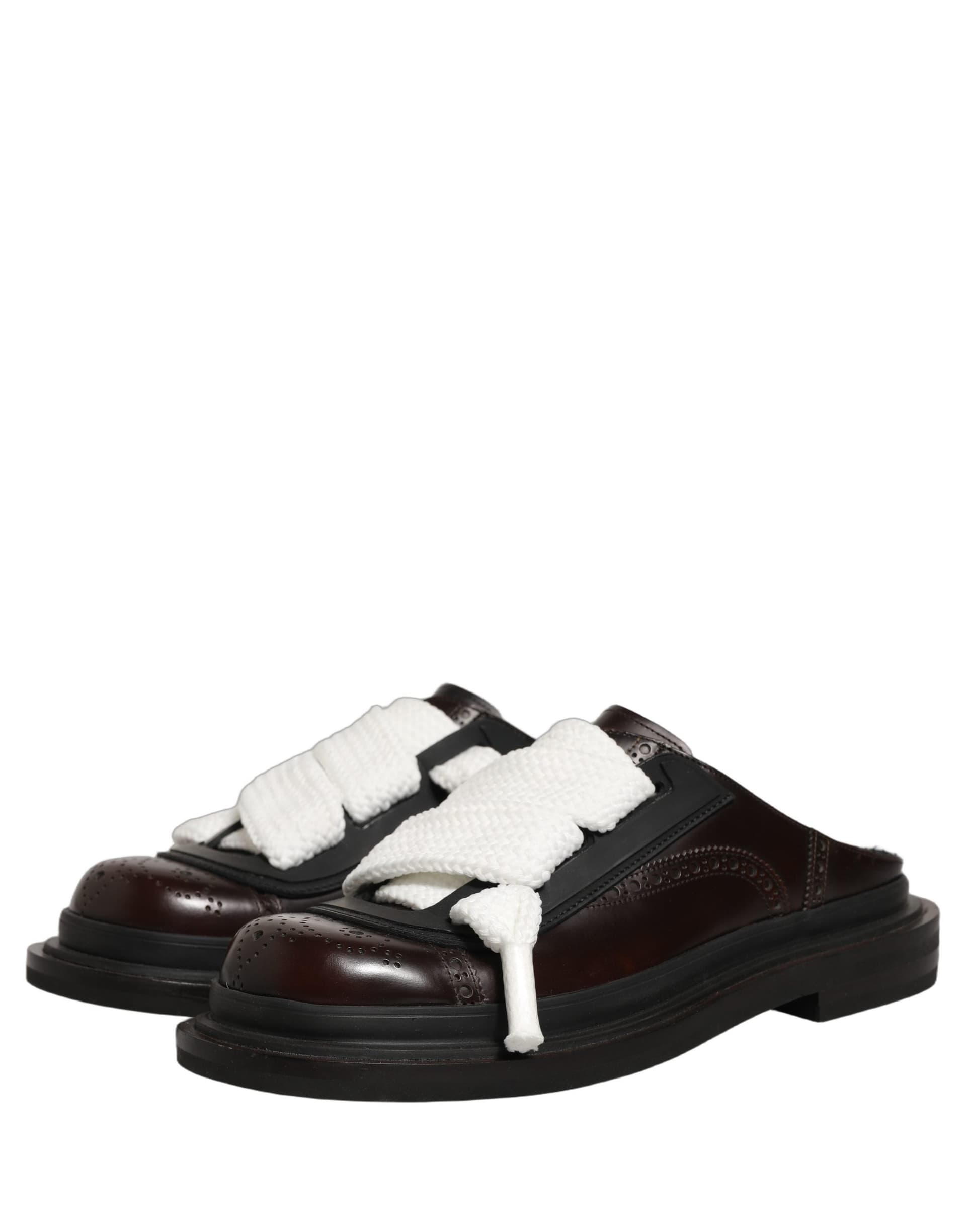 Dolce & Gabbana Brown Leather Slip On Flat Sandals Men Shoes - 4