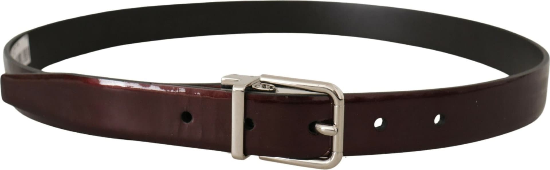 Dolce & Gabbana Brown Patent Leather Silver Metal Buckle Belt - 2